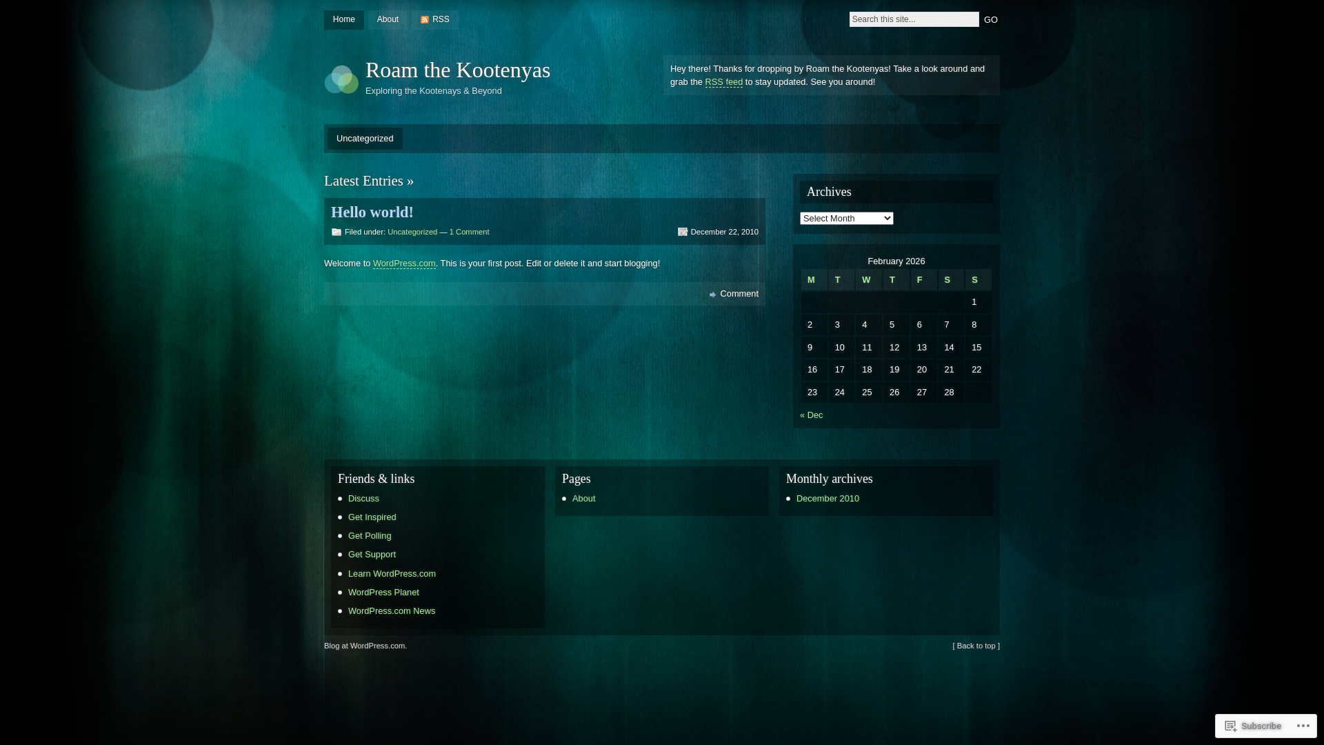 website screenshot of https://roamthekootenays.com/