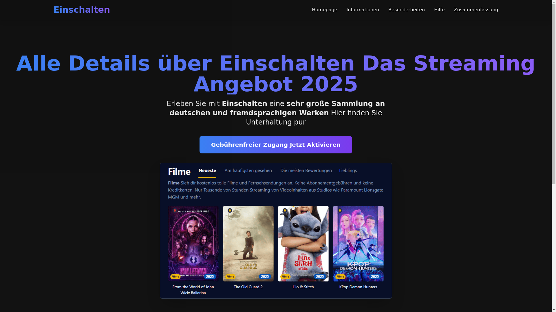website screenshot of https://einschalten-ux91.pages.dev/