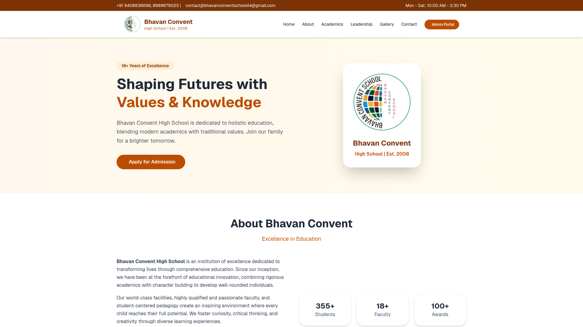 website screenshot of https://bhavanconventhighschool.cfd/