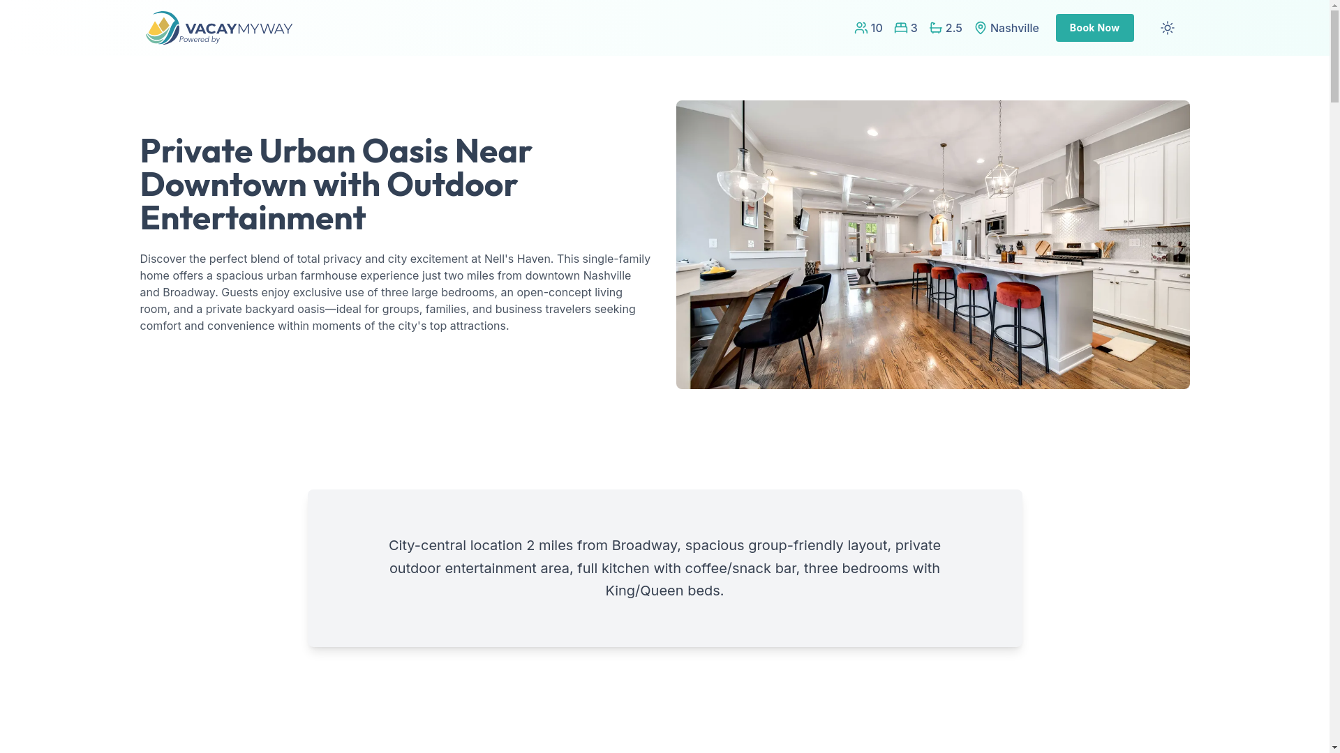 website screenshot of https://chiccity.vacations/