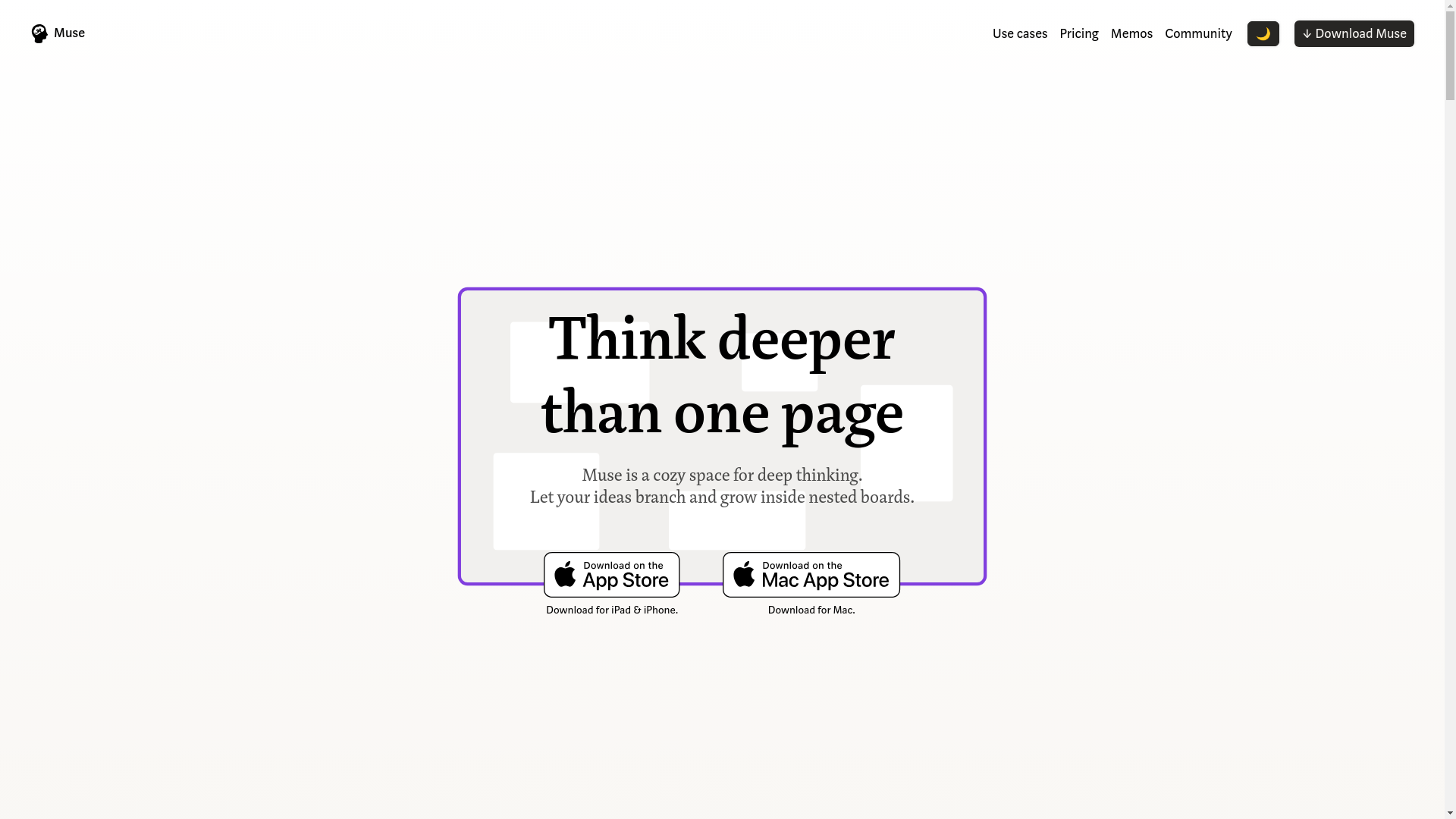 website screenshot of https://museapp.com