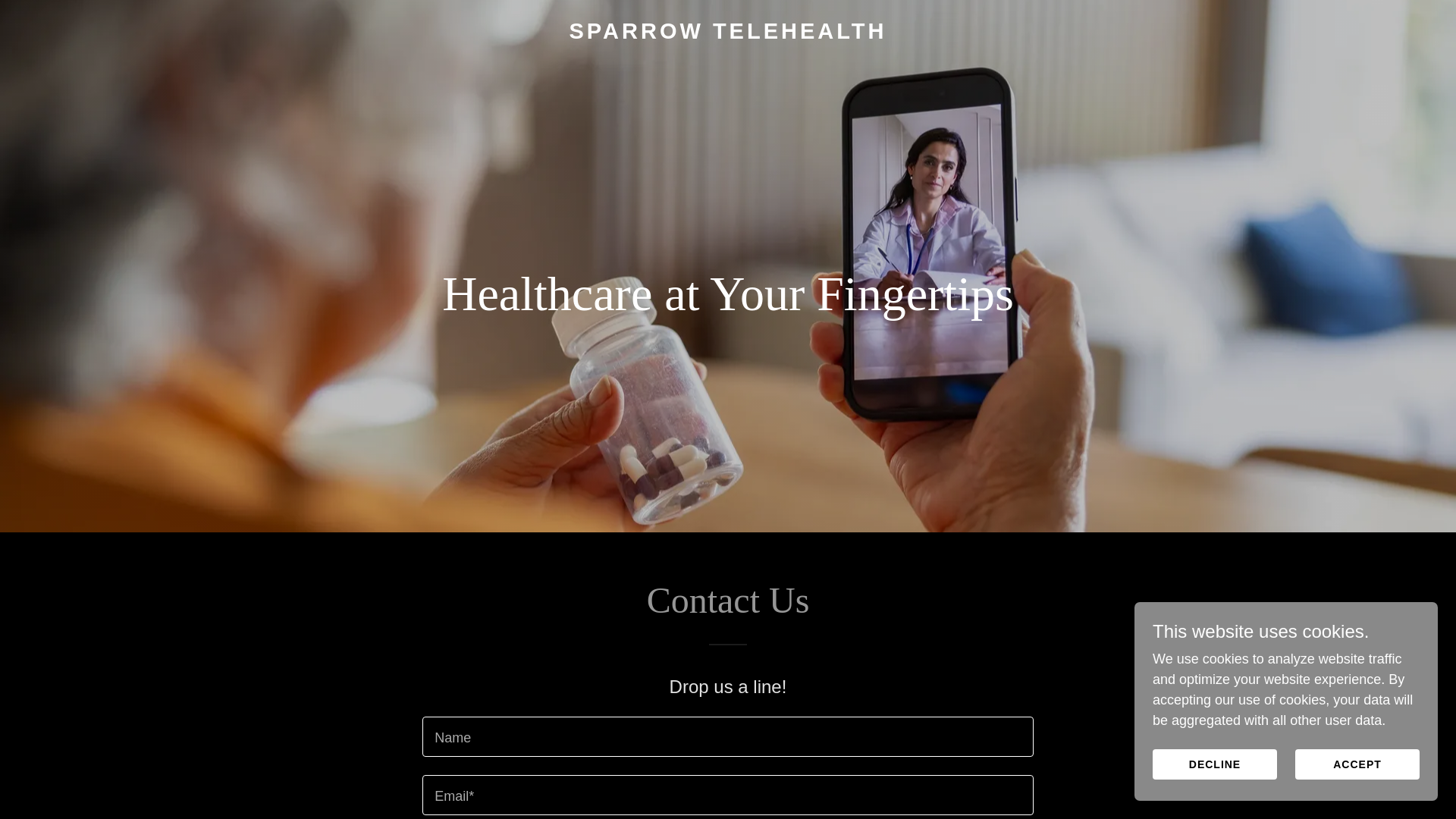 website screenshot of https://sparrowtelehealth.com/