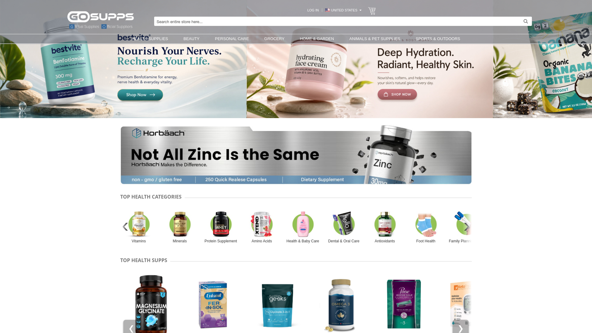 website screenshot of https://www.gosupps.com/