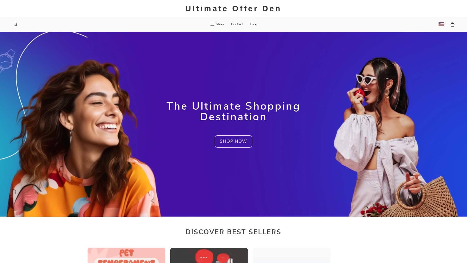 website screenshot of https://ultimateofferden.shop/