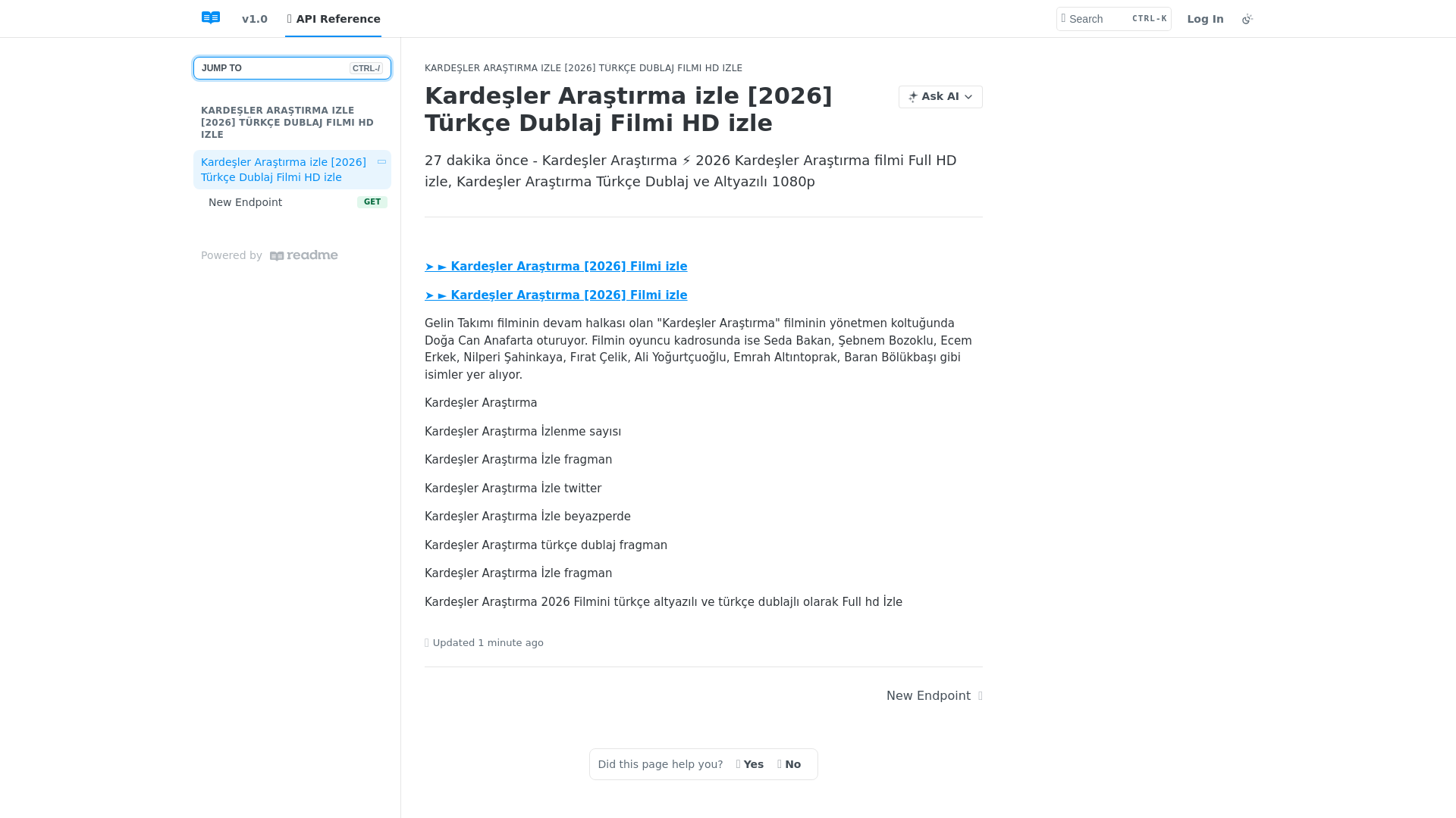website screenshot of https://kardeslerarastirmaizle.readme.io/reference/kardeslerarastirmaizle