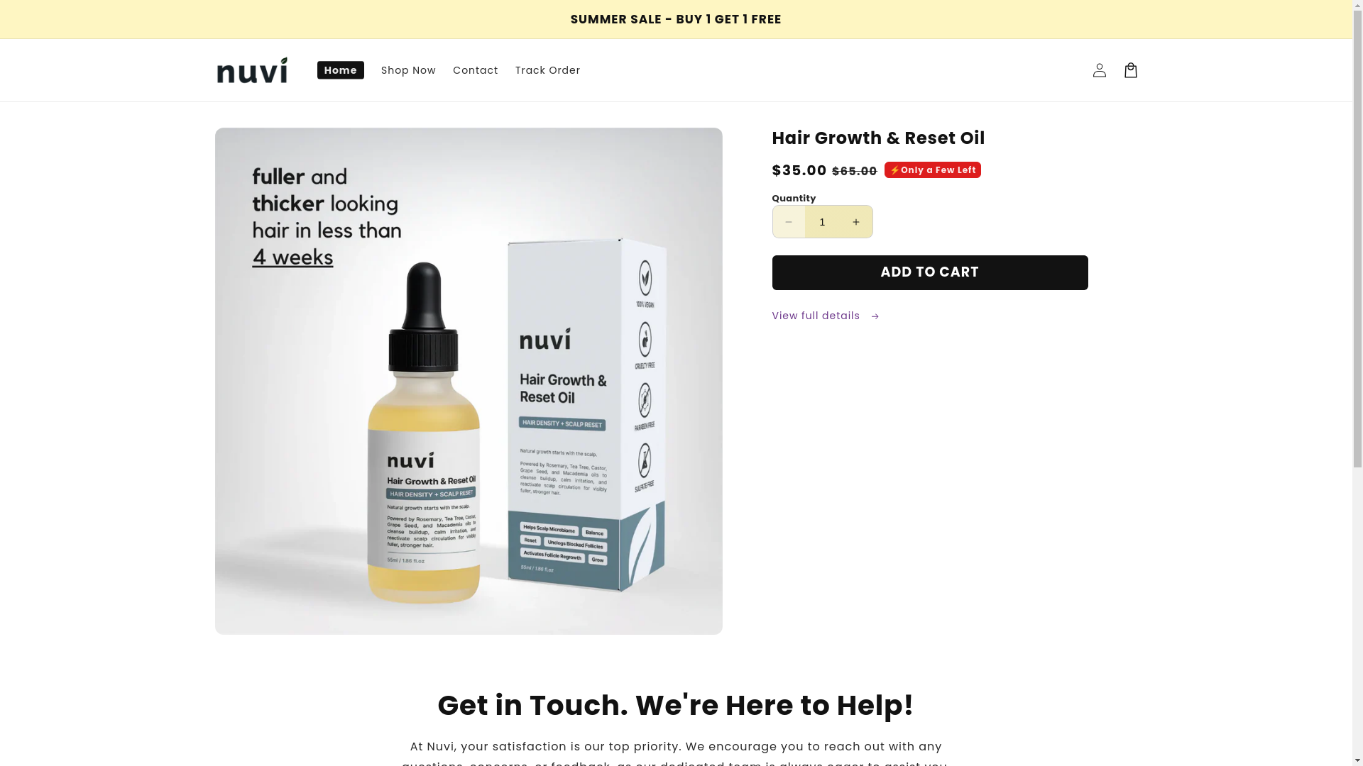 website screenshot of https://shopnuvi.com/