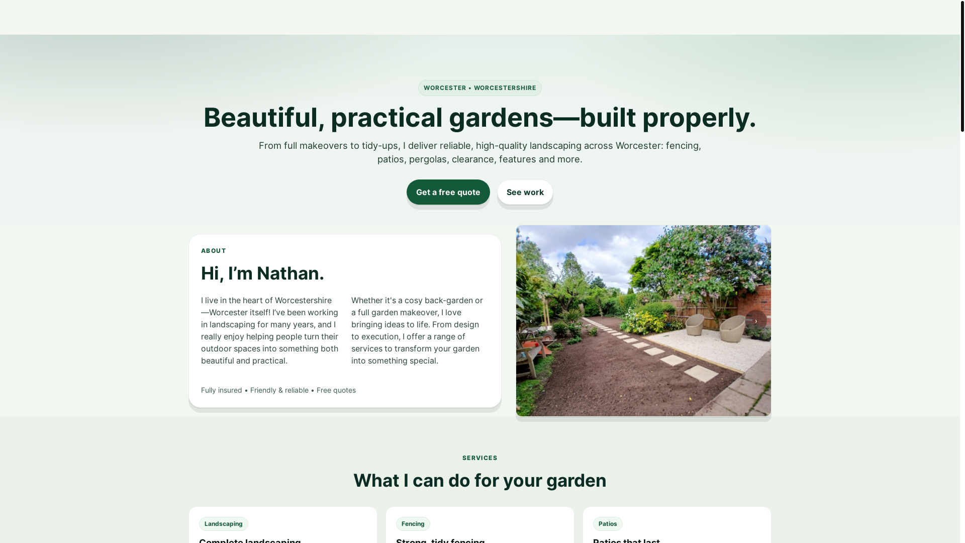 website screenshot of https://nathanslandscaping.pages.dev/