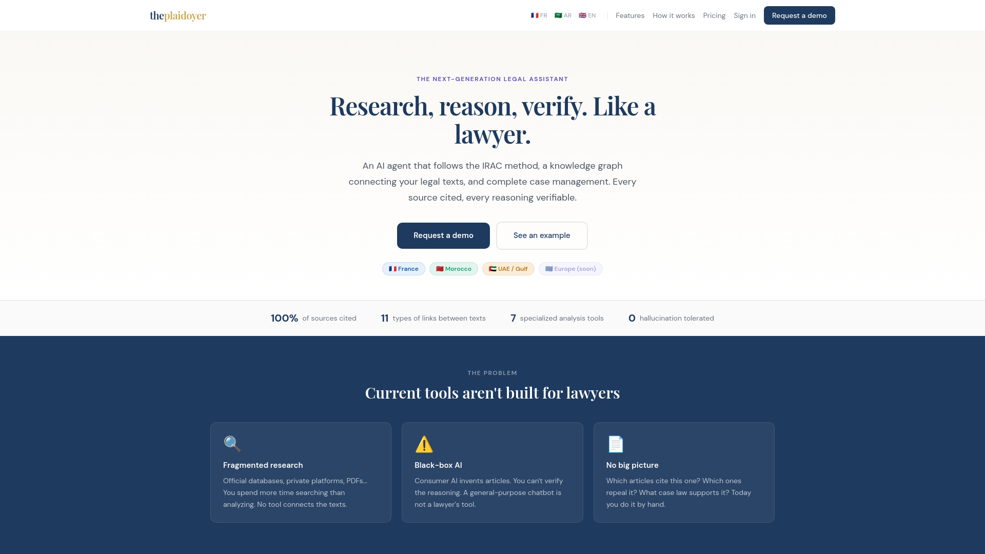website screenshot of https://theplaidoyer.pages.dev/