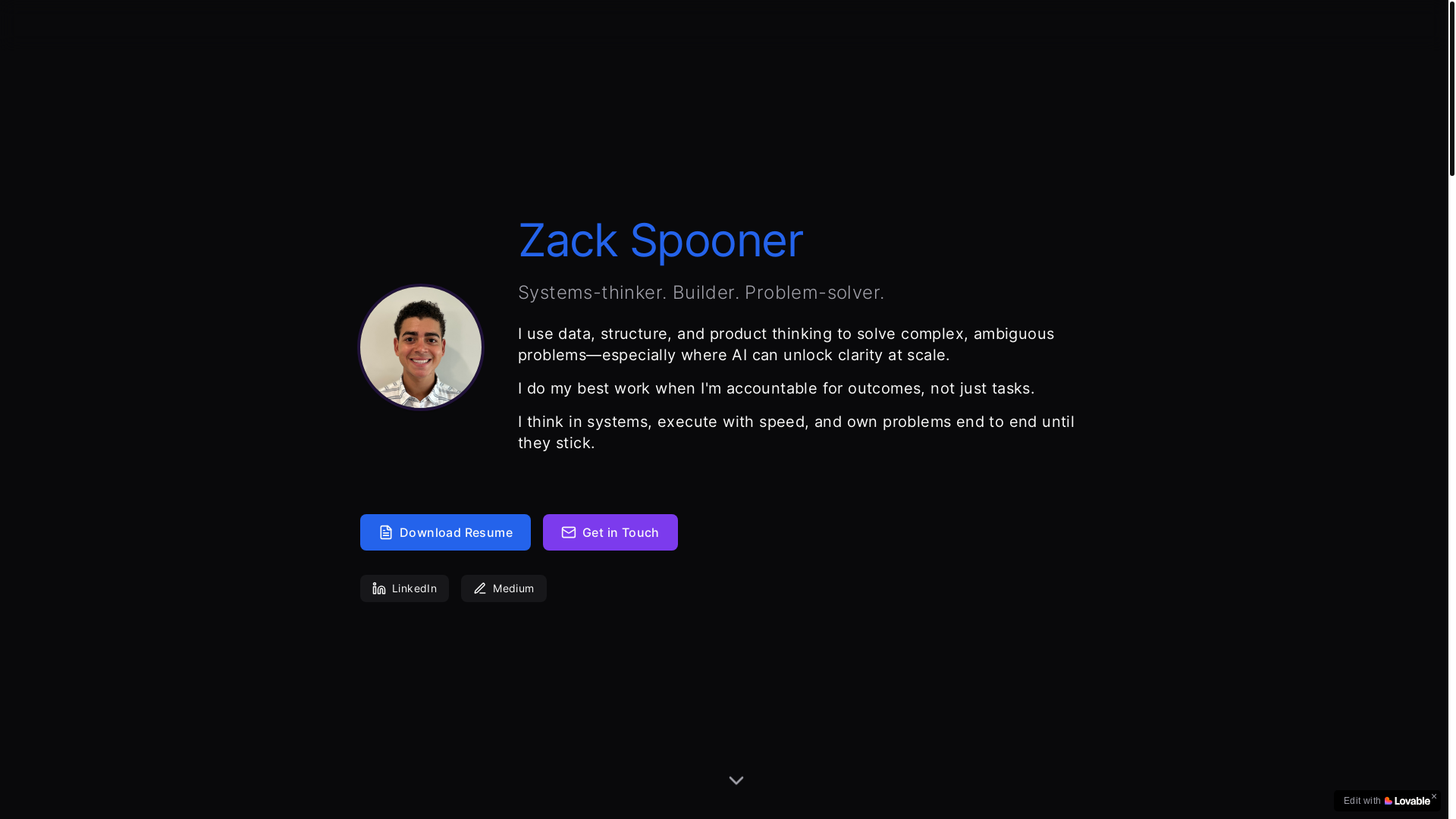 website screenshot of https://zackspooner.com/