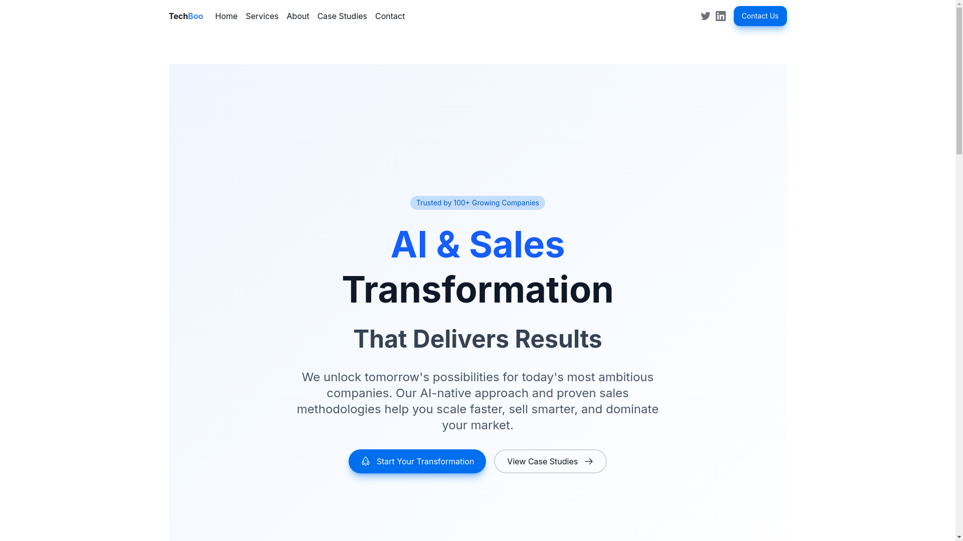 website screenshot of https://techboo.ai/