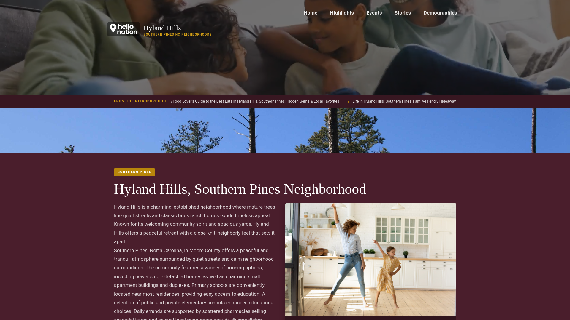 website screenshot of https://hylandhillsneighborhood.org/