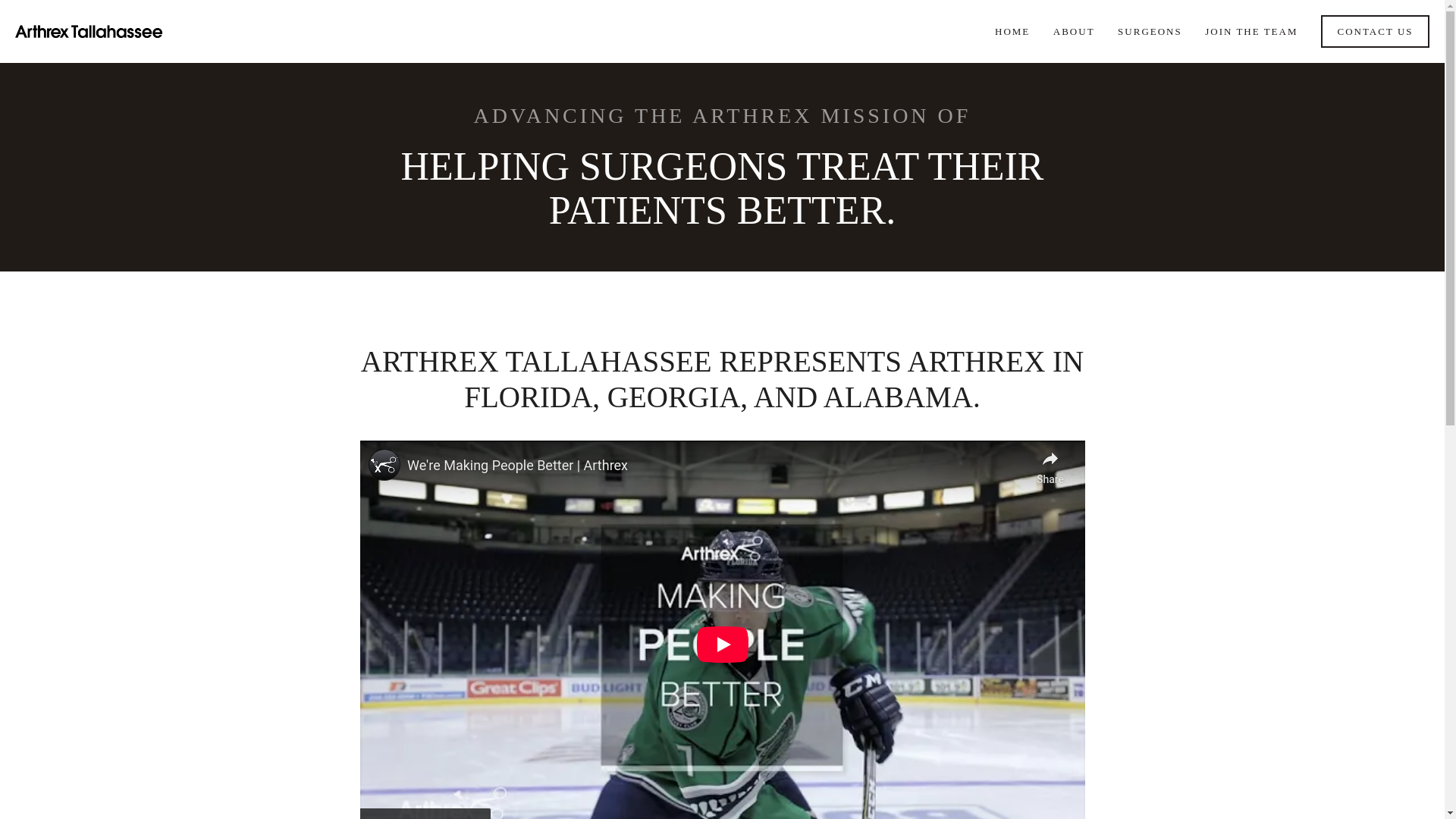 website screenshot of https://arthrextallahassee.com/