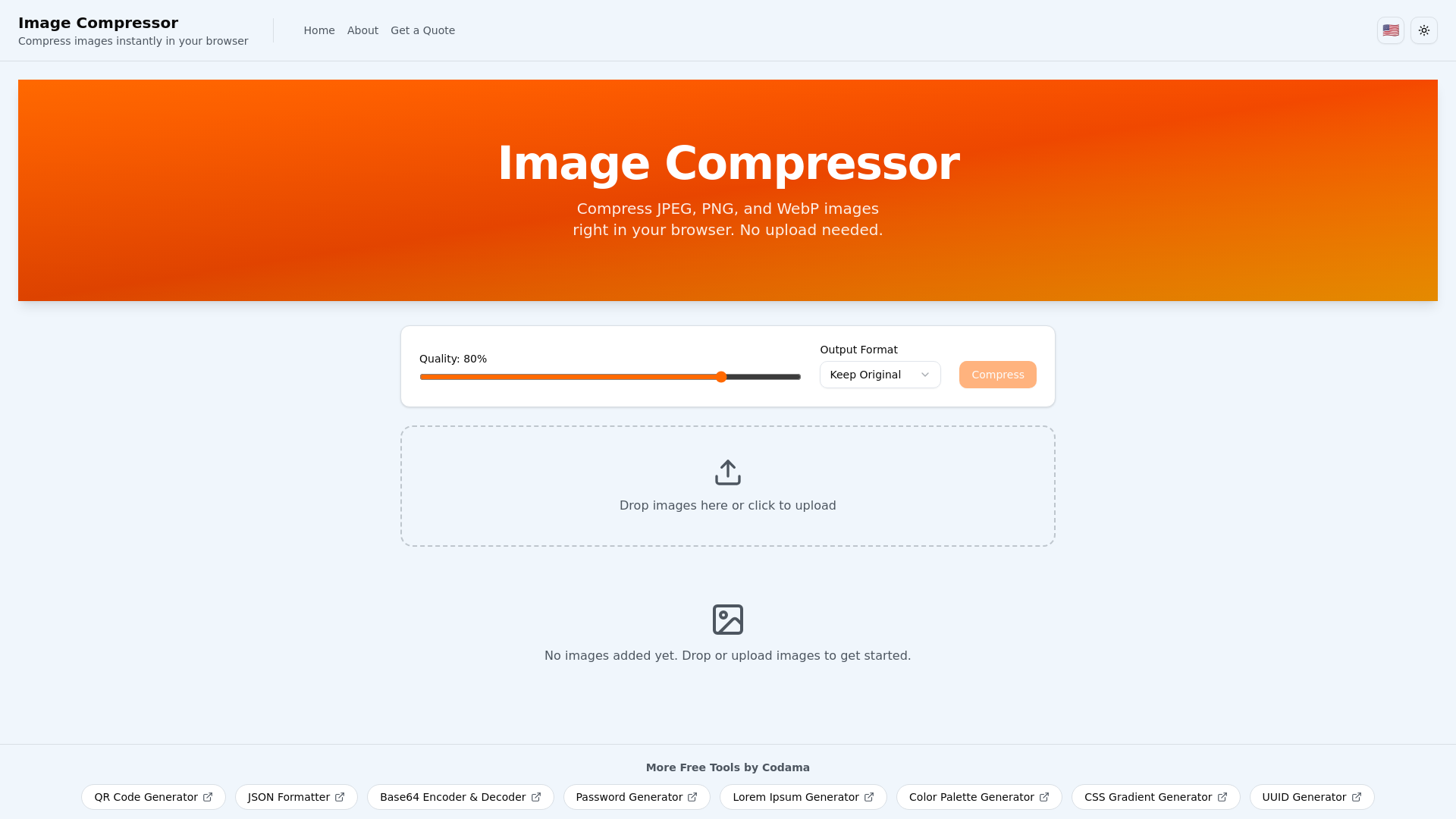 website screenshot of https://image-compressor-4g8.pages.dev/