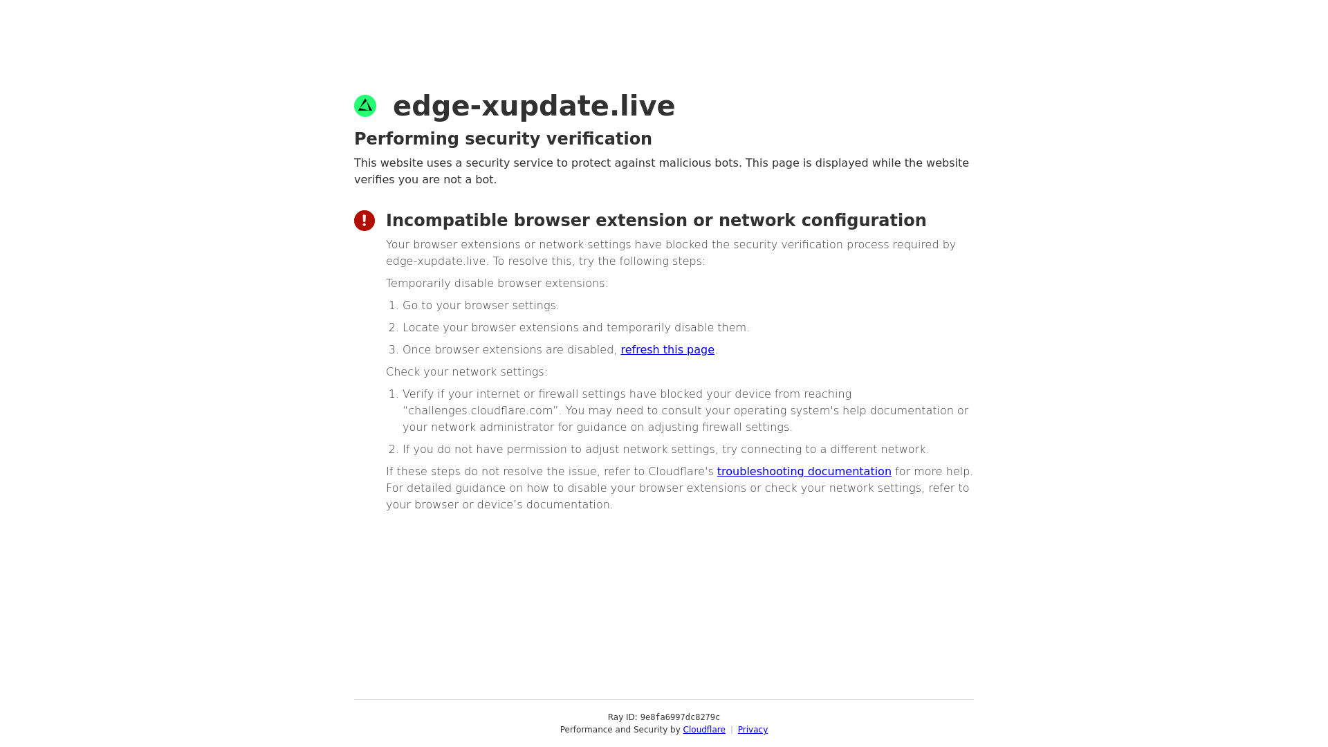 website screenshot of https://edge-xupdate.live