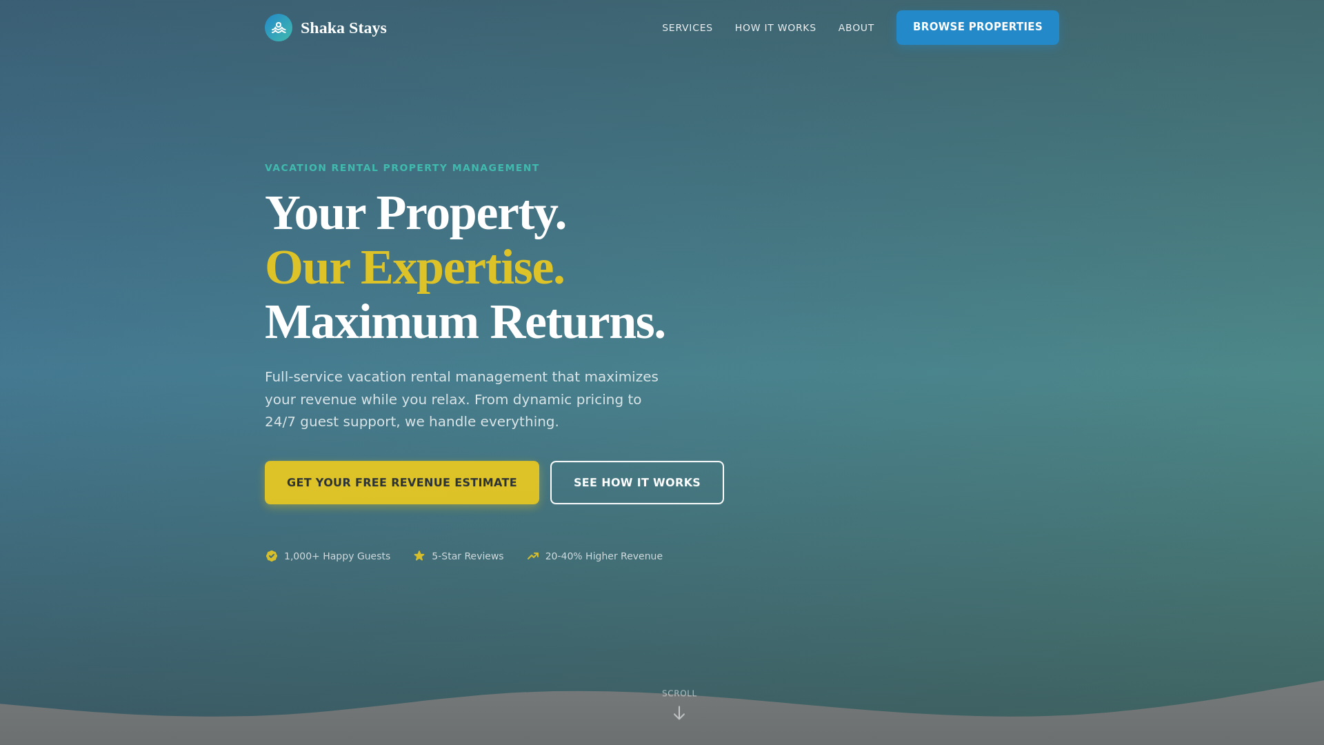 website screenshot of https://shaka-stays.pages.dev/