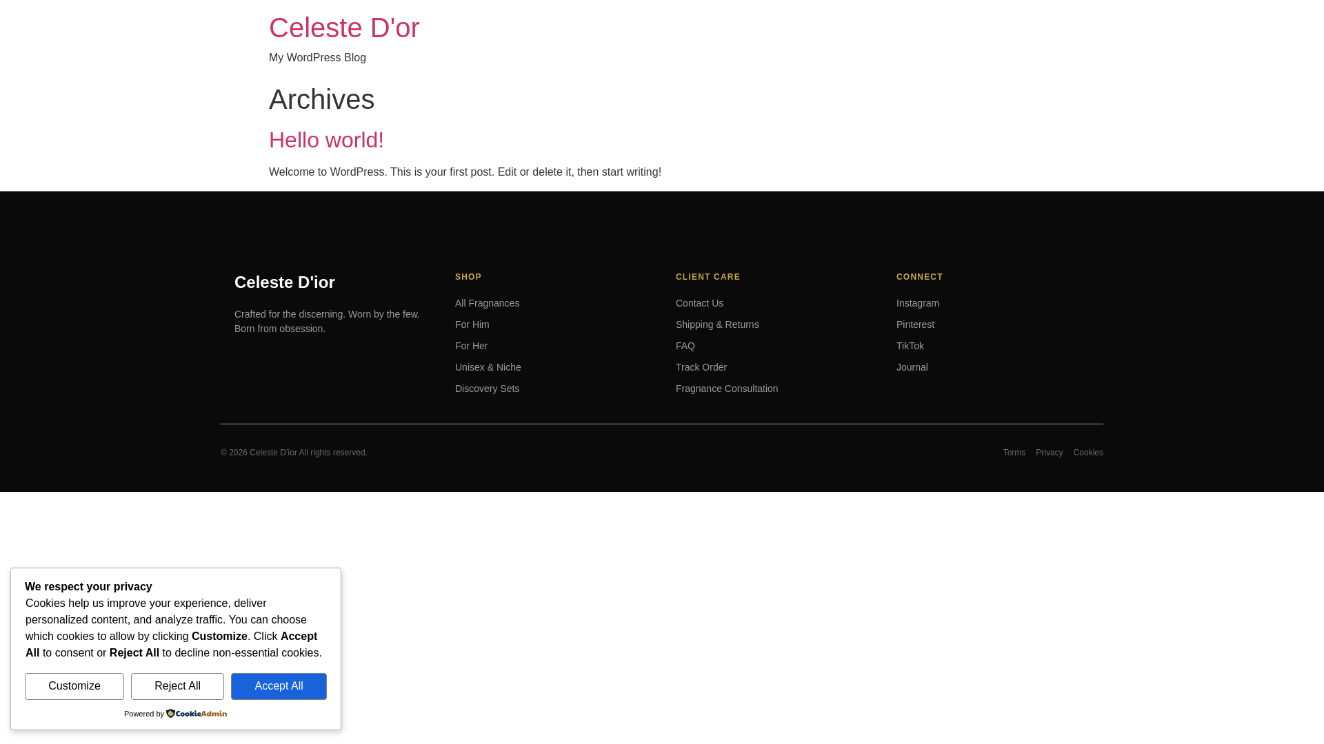 website screenshot of https://celestedior.com/