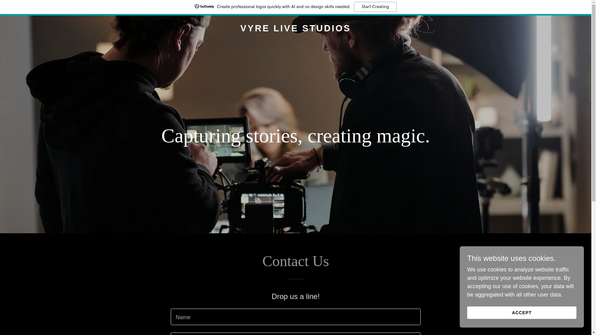 website screenshot of https://vyrelivestudios.com/