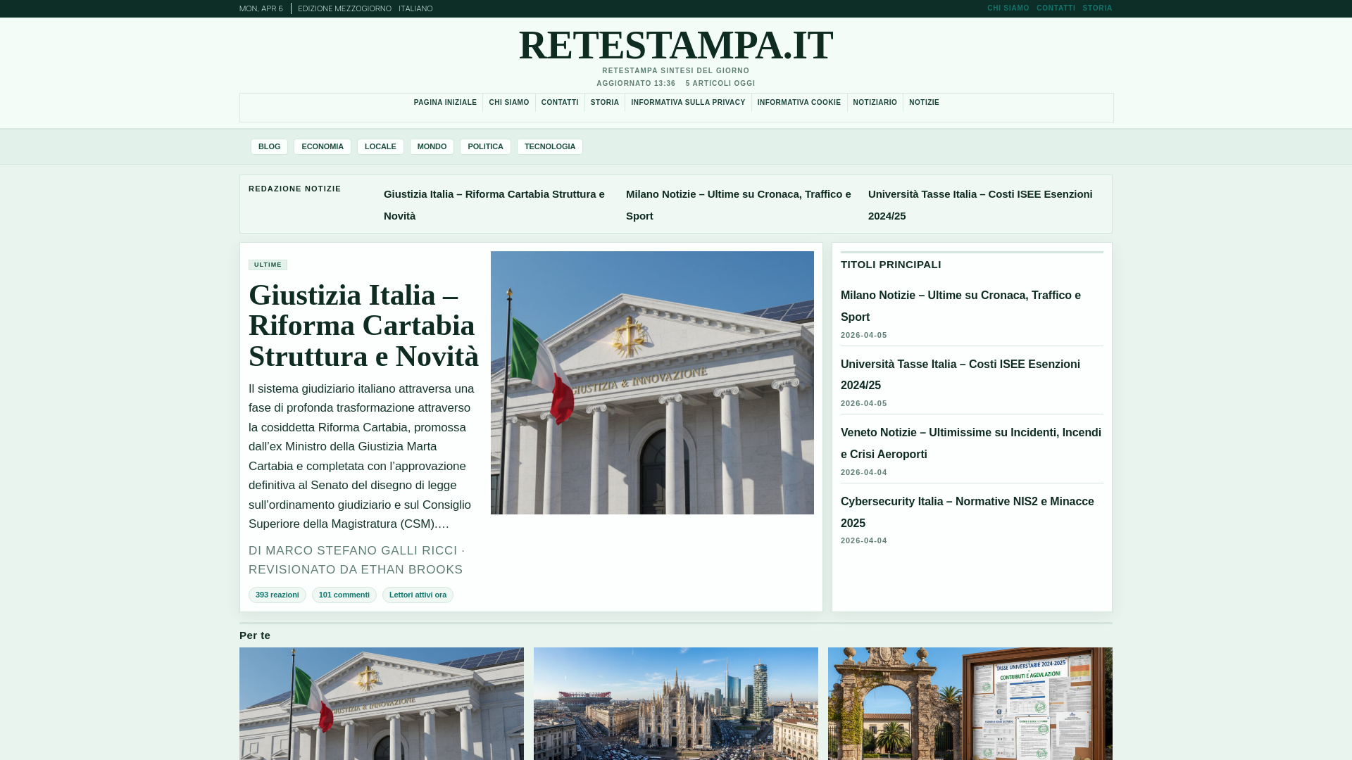website screenshot of https://retestampa.it/