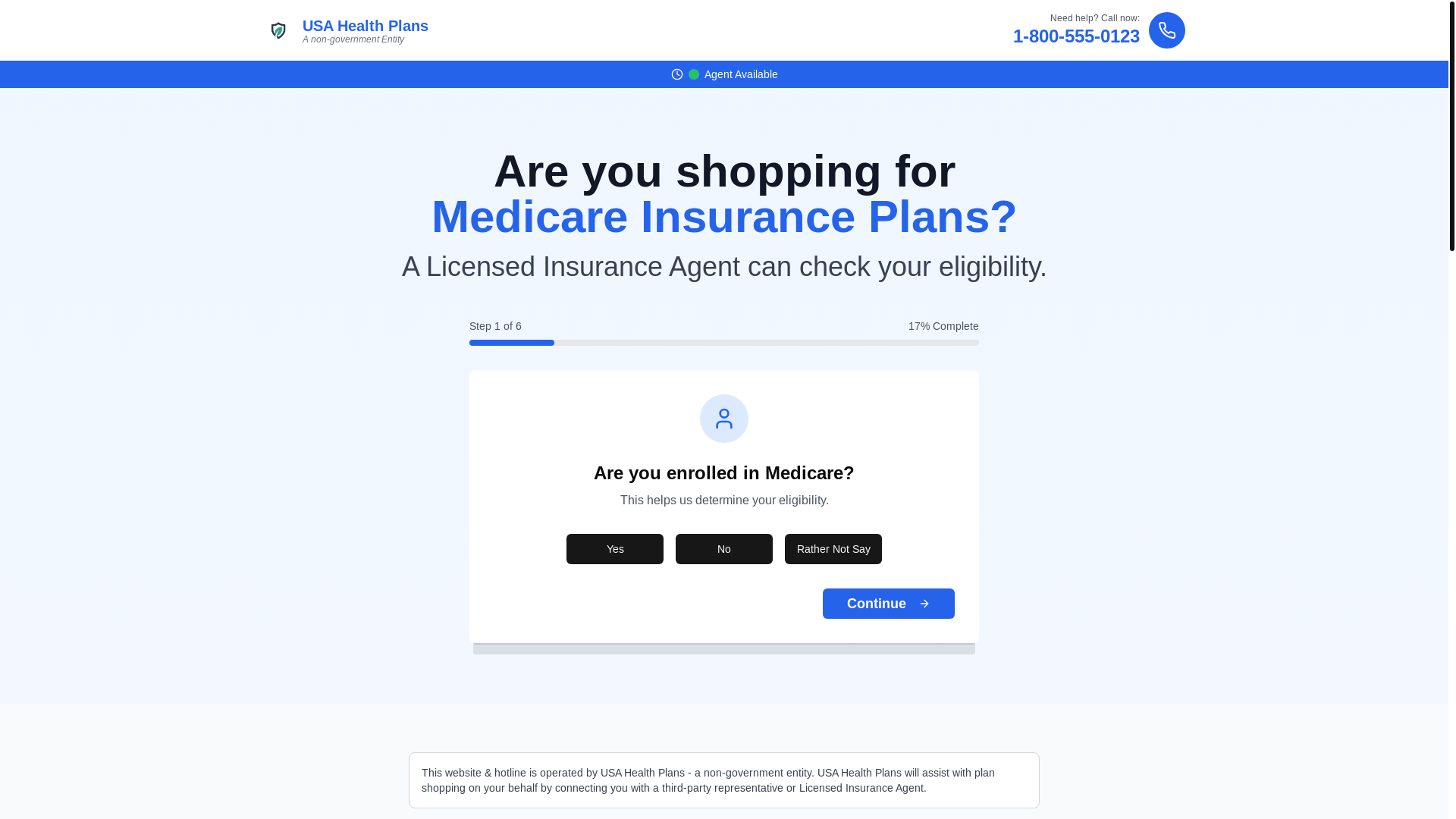 website screenshot of https://usahealthplans.co/