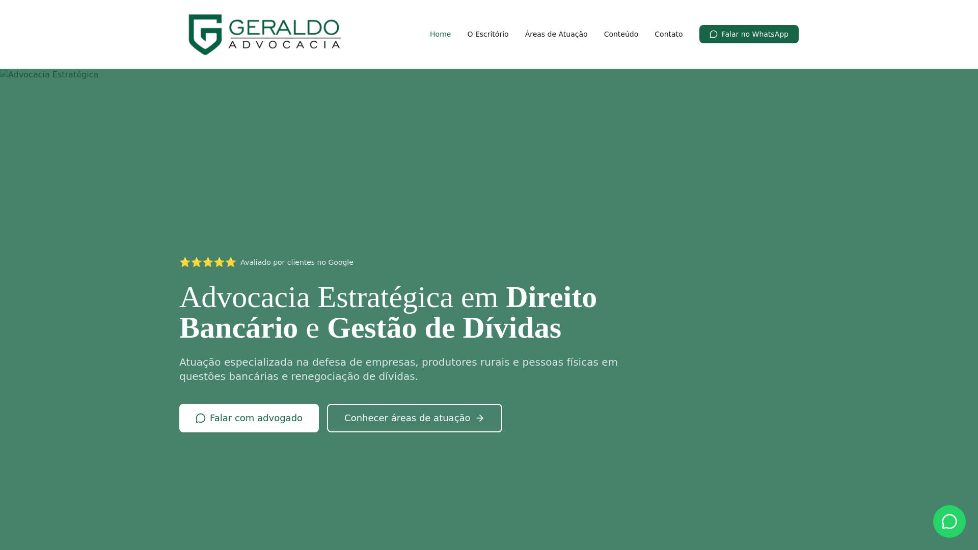 website screenshot of https://geraldoadv.com.br/