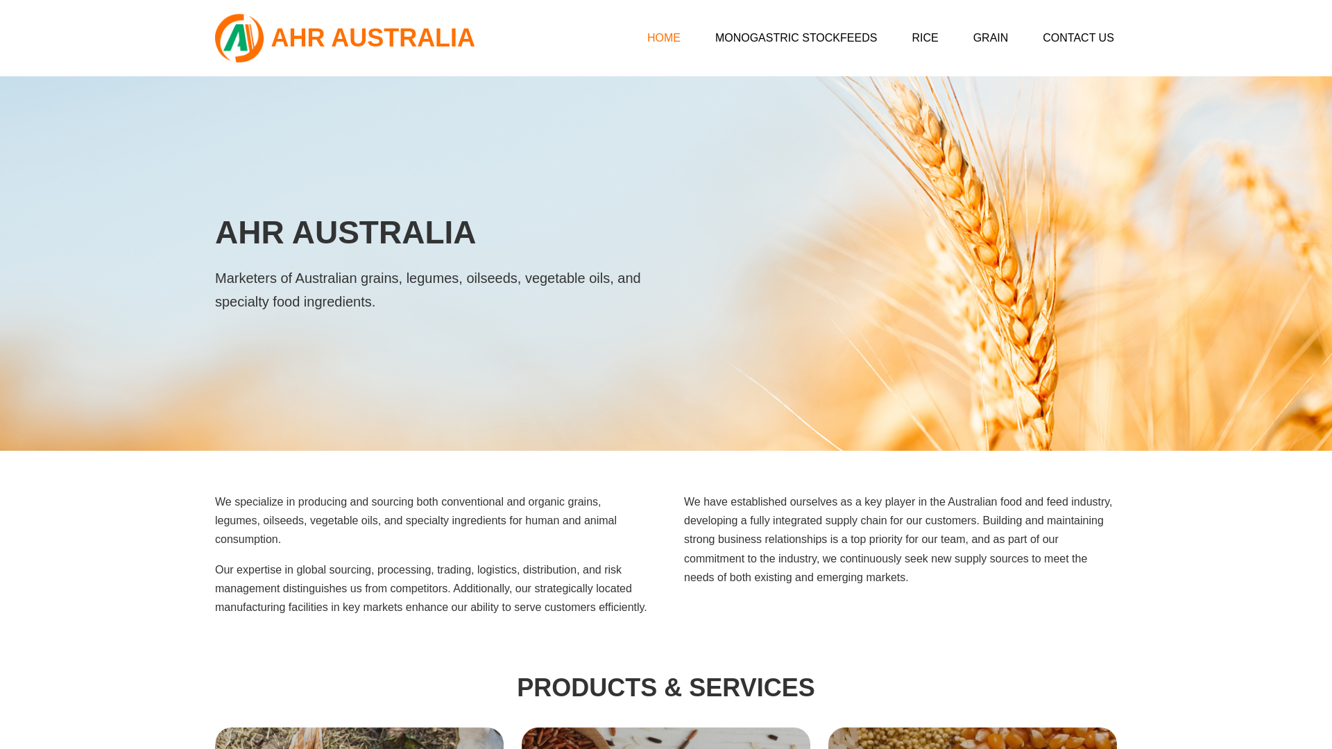 website screenshot of https://ahraustraliatrade.com/