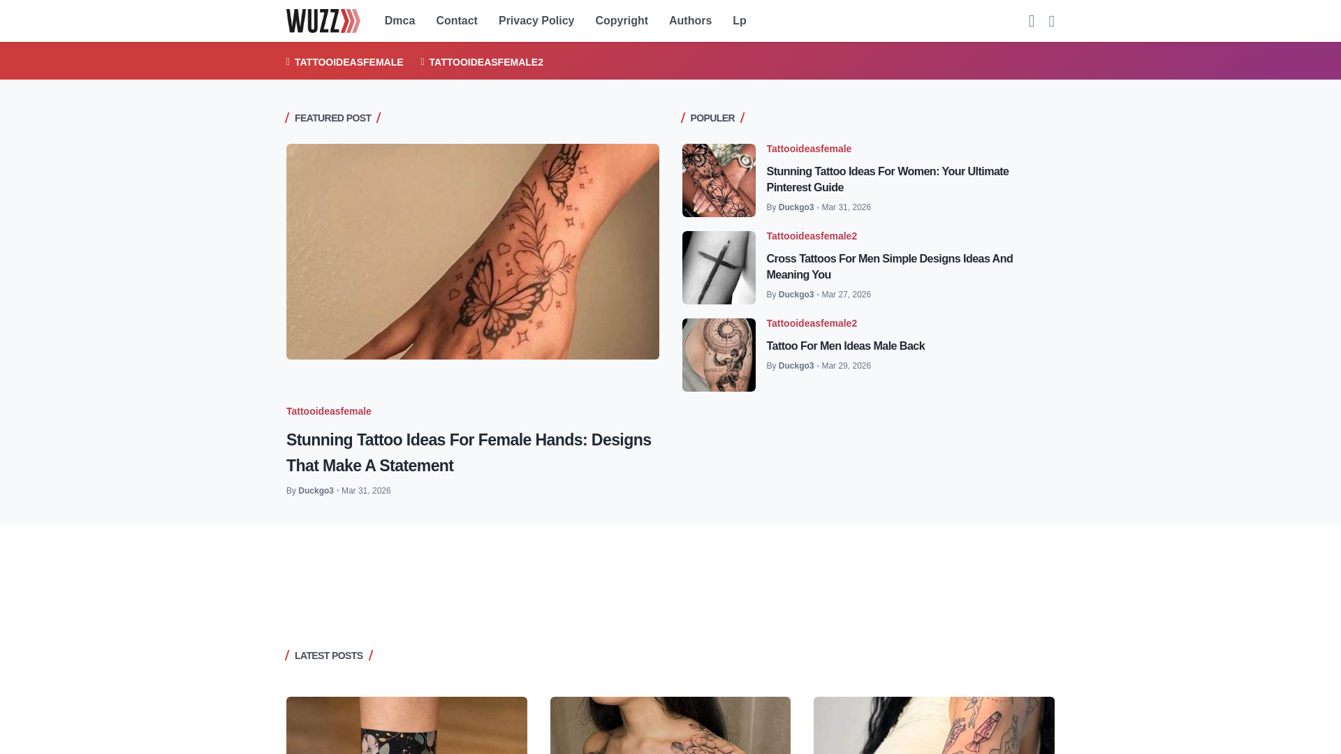 website screenshot of https://tattooideasfemale.me