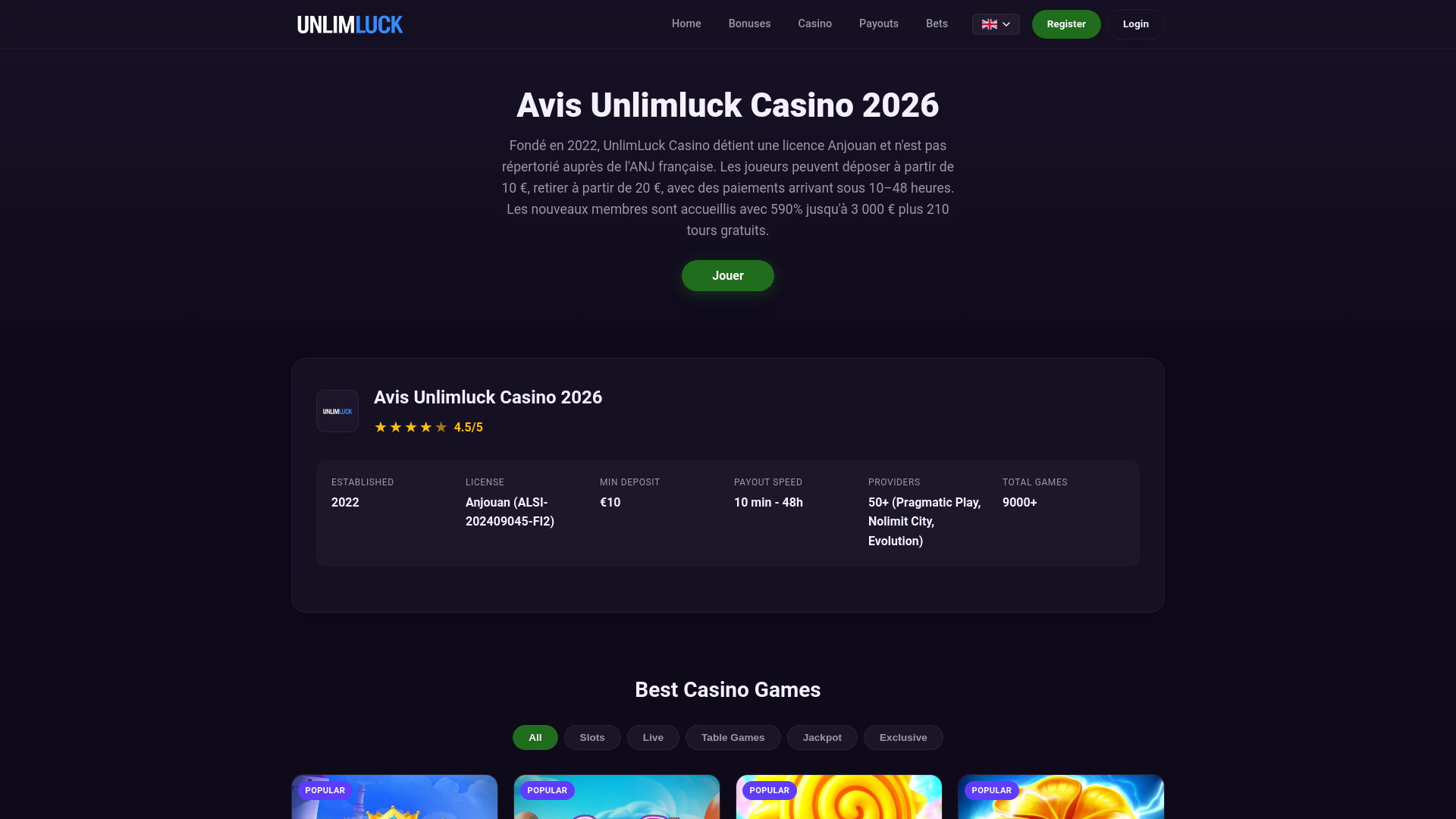 website screenshot of https://unlimluck-fr-7.pages.dev/