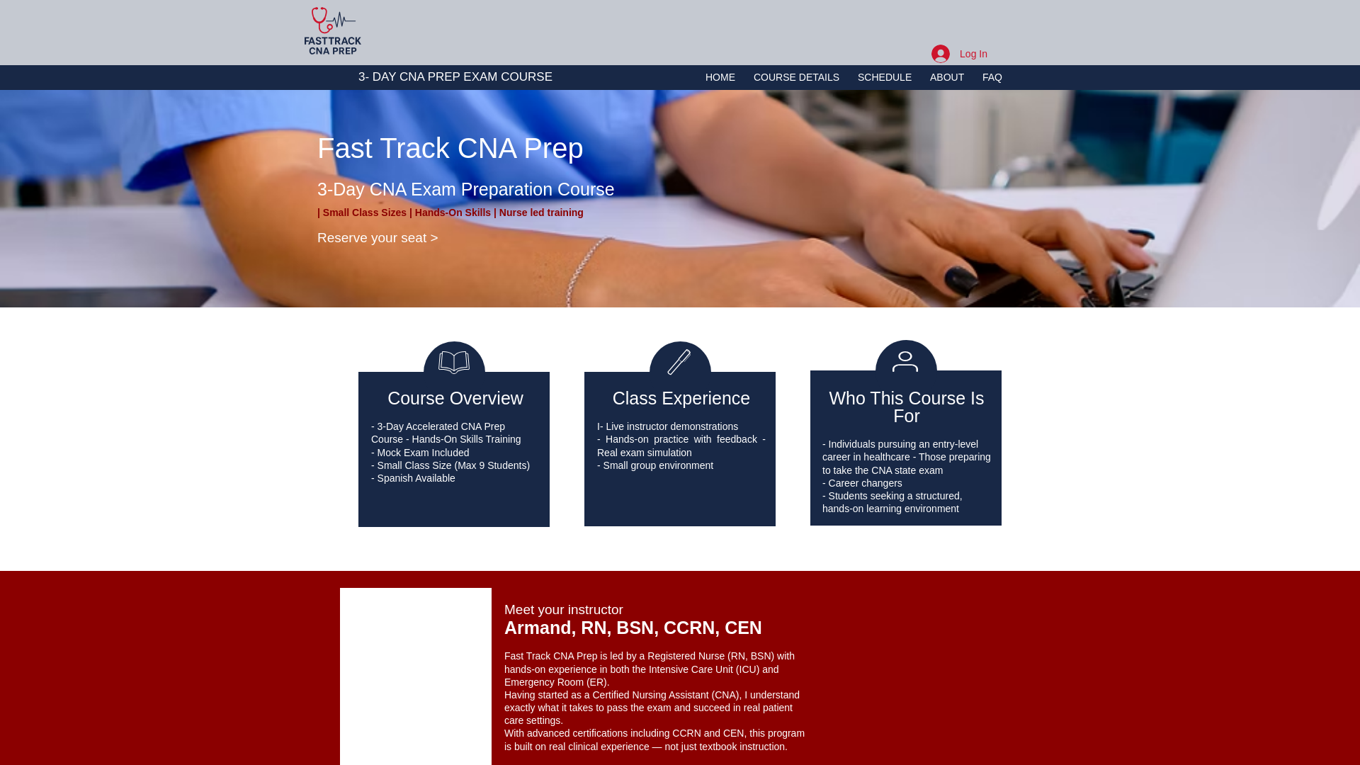 website screenshot of https://fasttrackcnaprep.com/