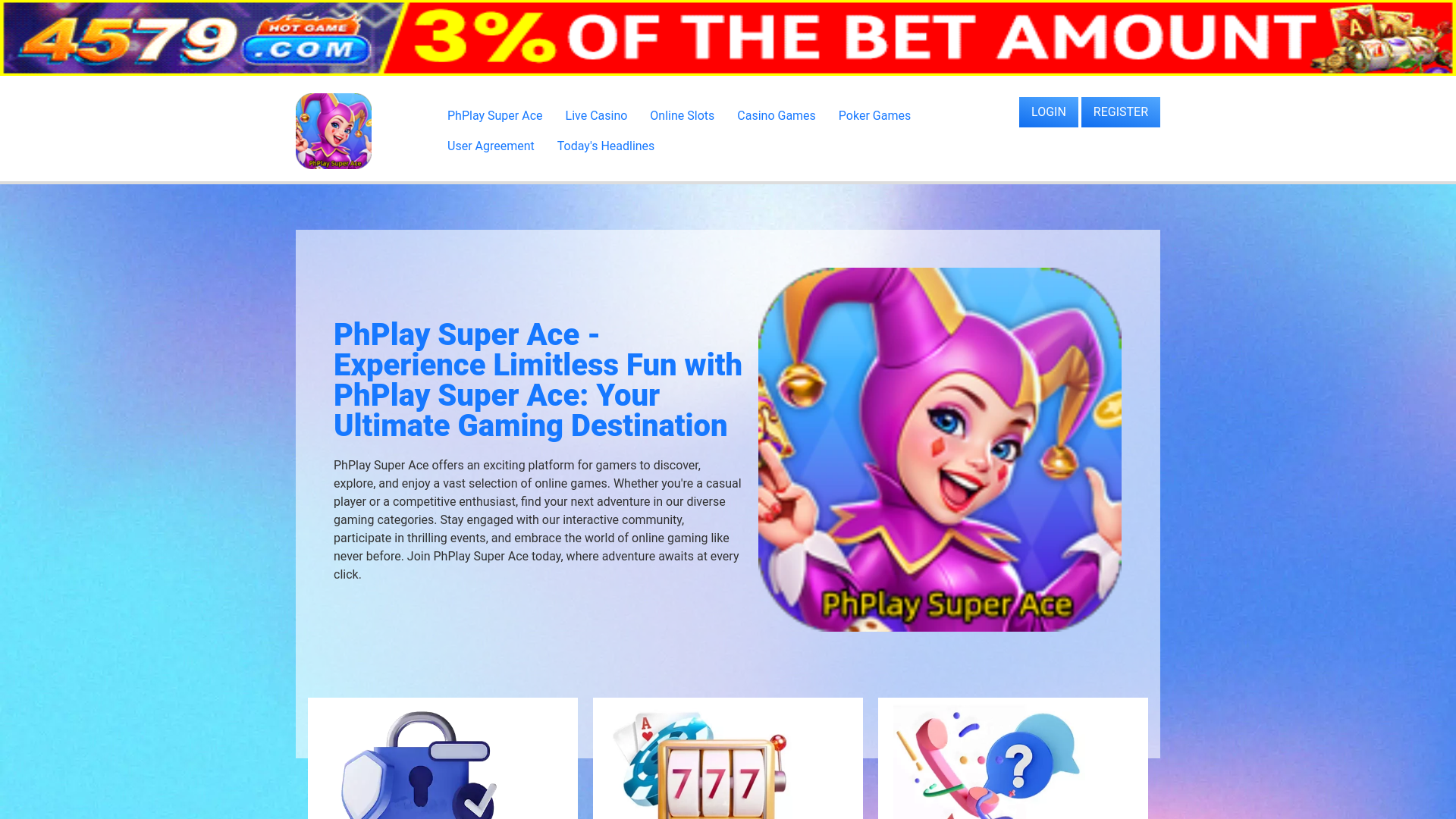 website screenshot of https://phplaysuperacelink.com/