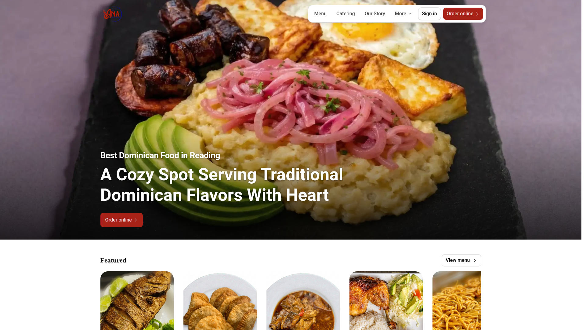 website screenshot of https://anasrestaurantreading.com