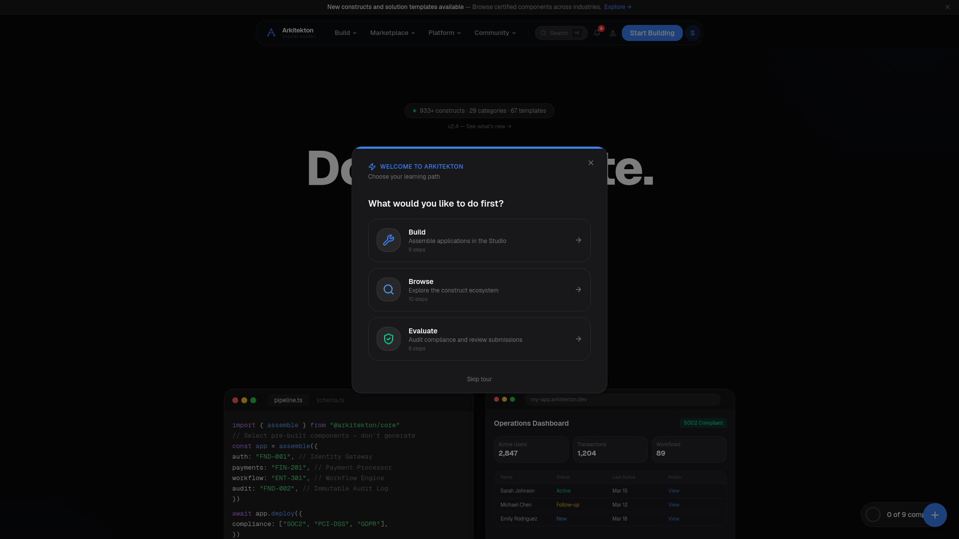website screenshot of https://arkitekton.ai/