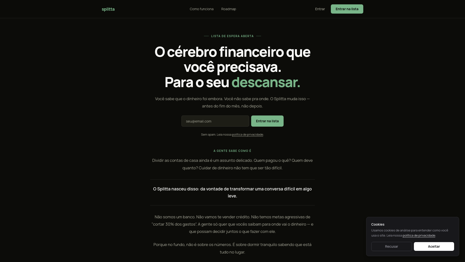 website screenshot of https://splitta.com.br