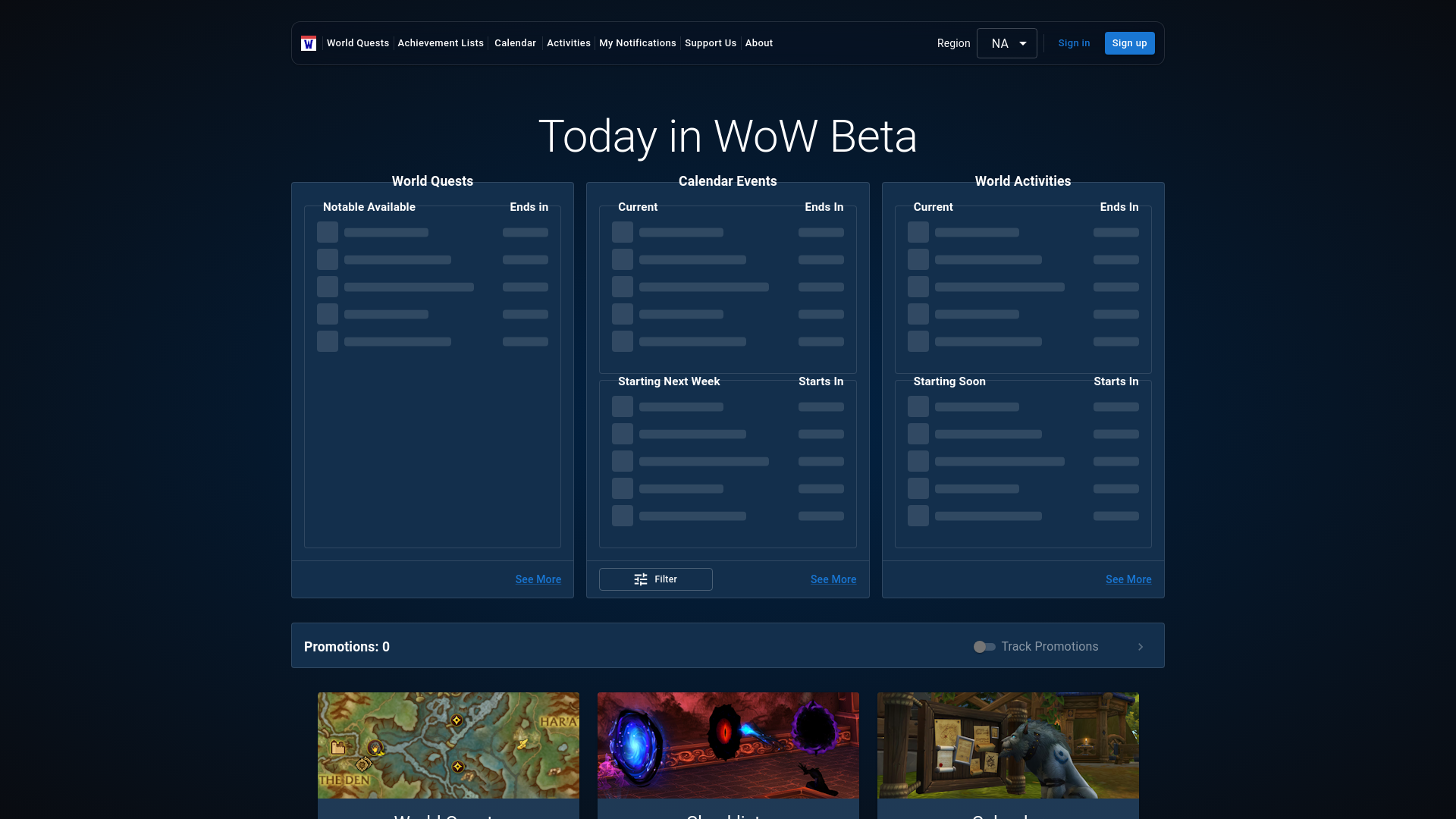 website screenshot of https://todayinwow-beta.pages.dev/