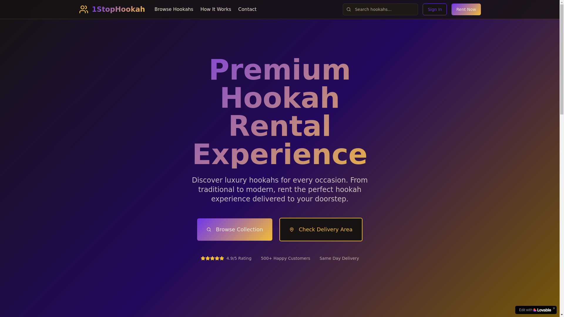 website screenshot of https://1stophookah.com/