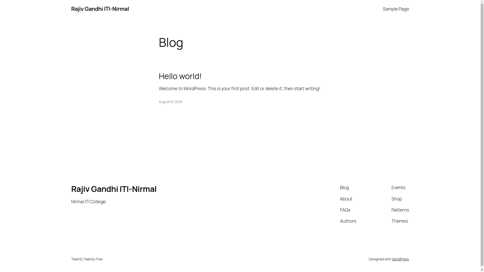 website screenshot of https://rajivgandhiitinirmal.com/