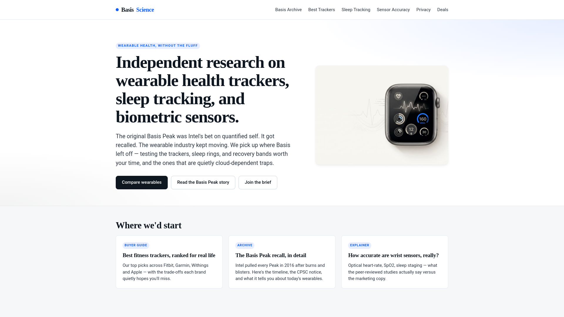 website screenshot of https://basisscience.com/