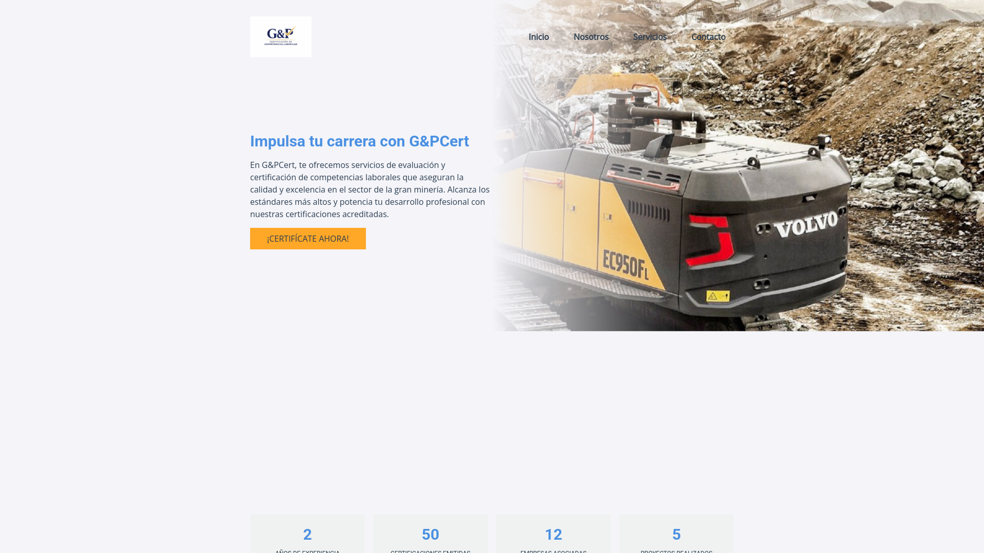 website screenshot of https://gypcert.cl