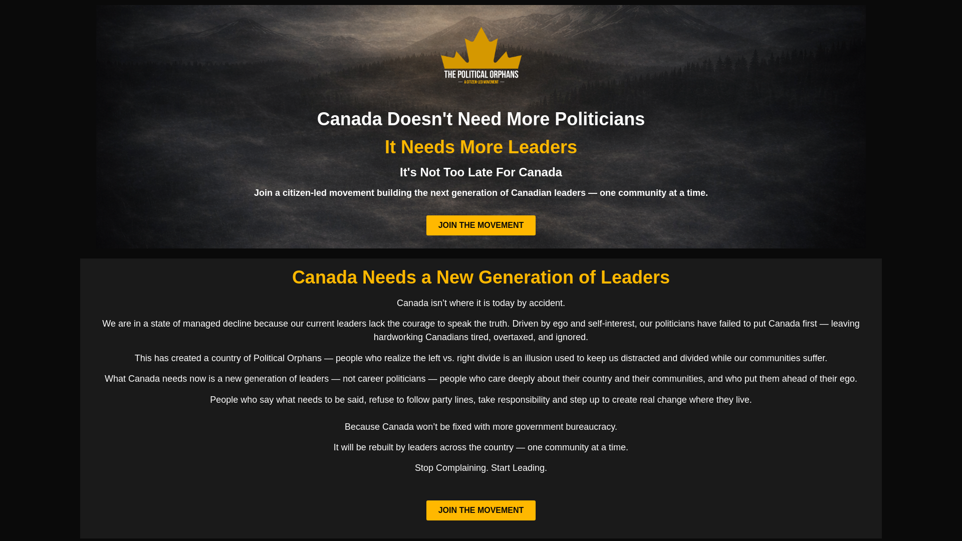 website screenshot of https://thepoliticalorphans.com/