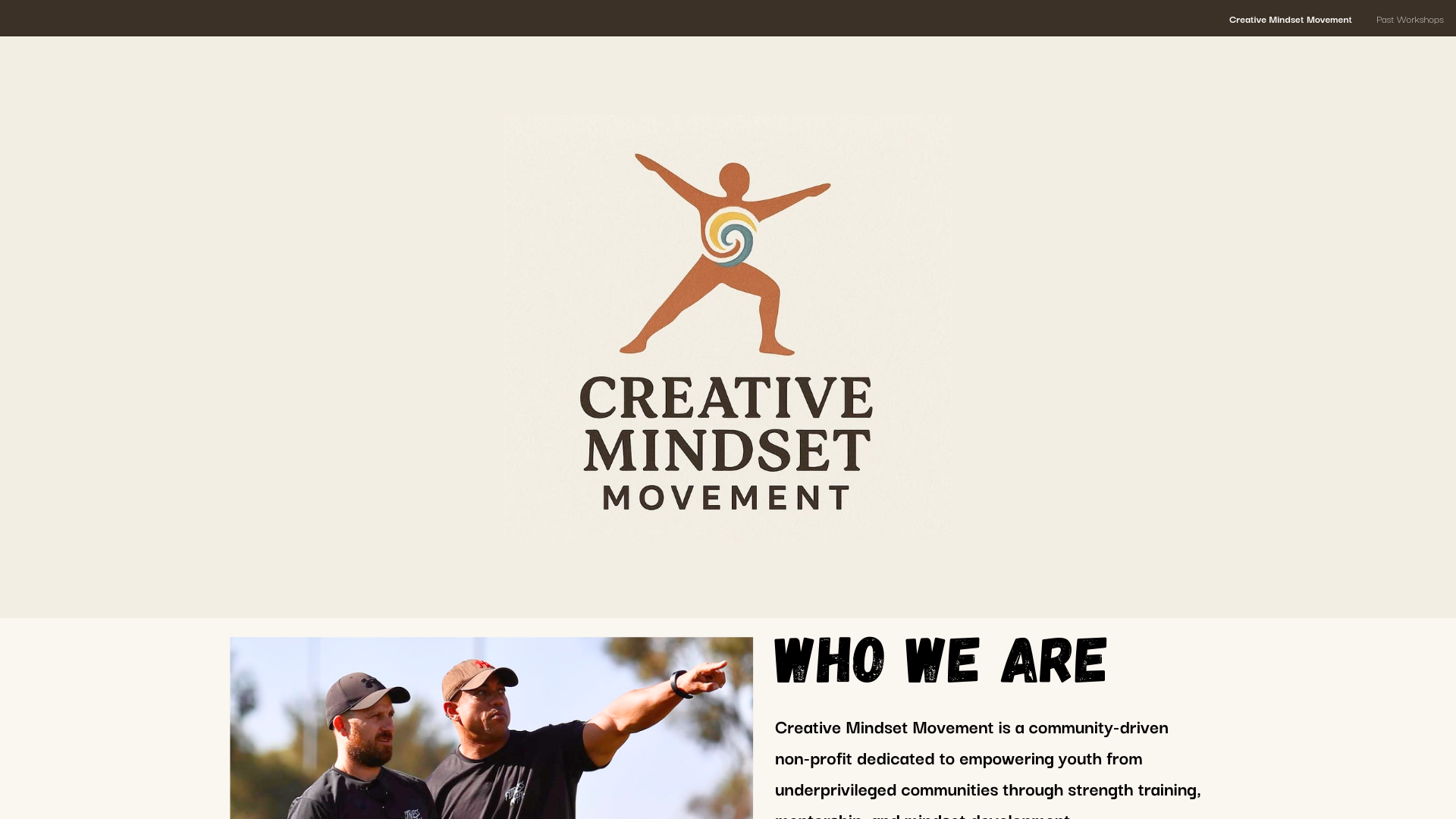 website screenshot of https://creativemindsetmovement.com