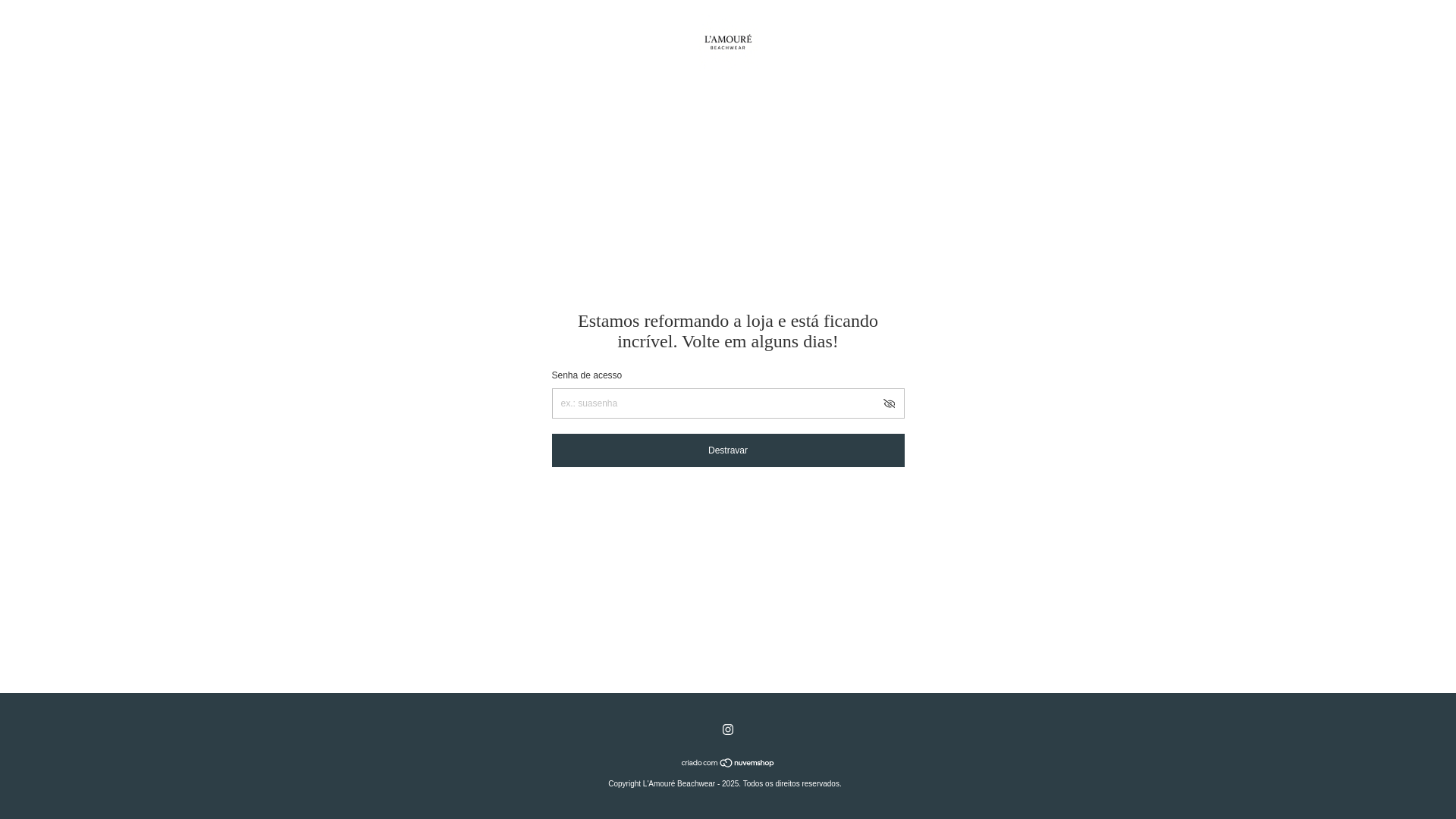 website screenshot of https://lamourebeachwear.com.br/