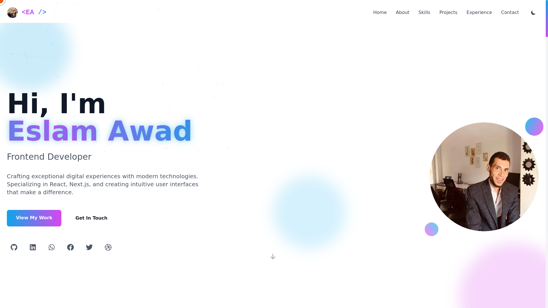 website screenshot of https://eslamawad.dev/