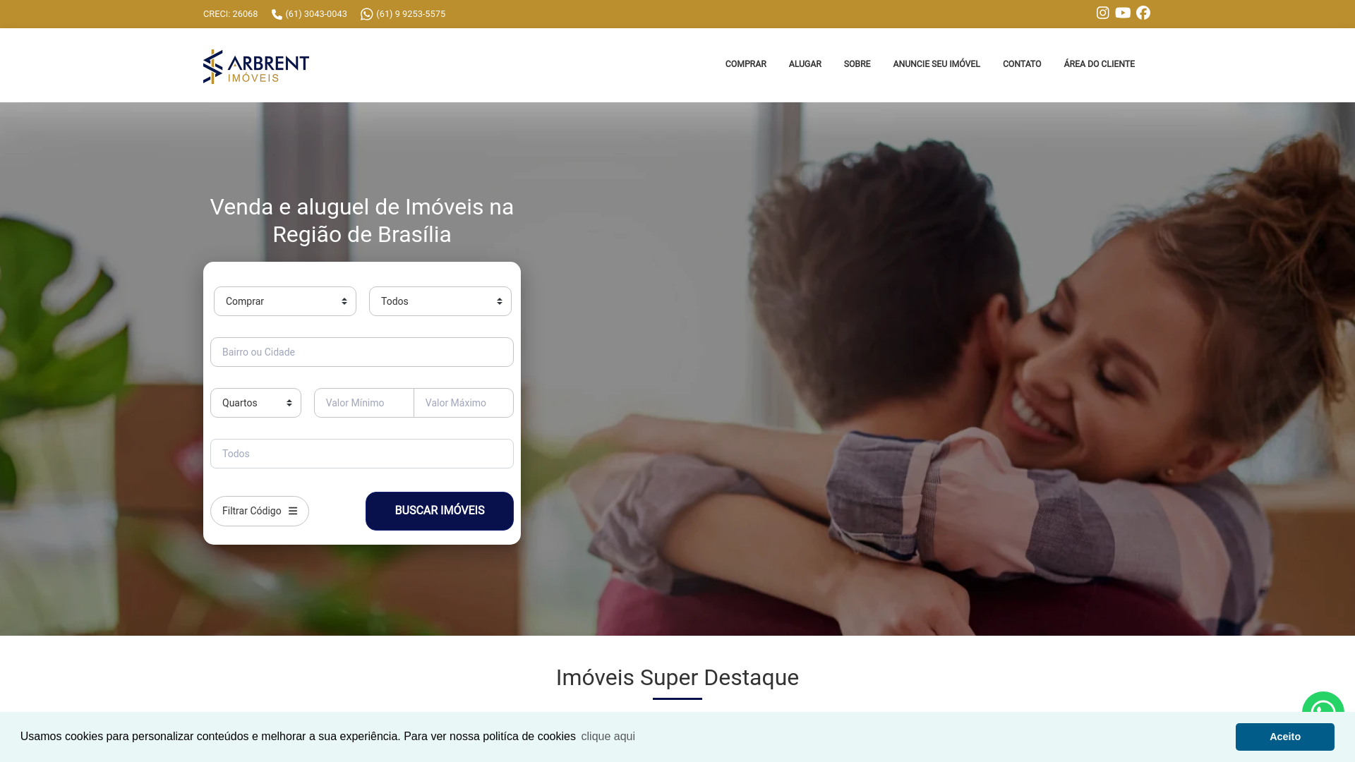 website screenshot of https://arbrentimoveis.com.br/