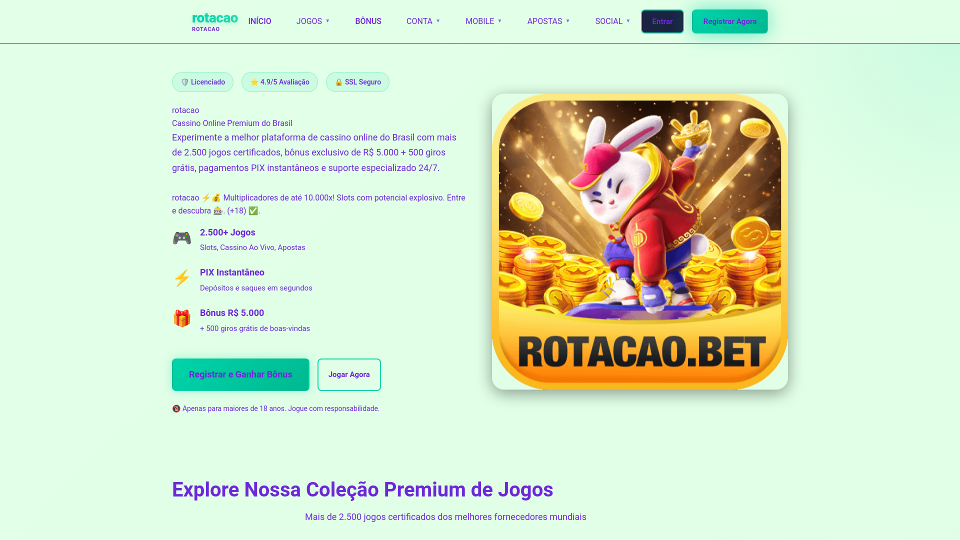 website screenshot of https://rotacaoz8.com/