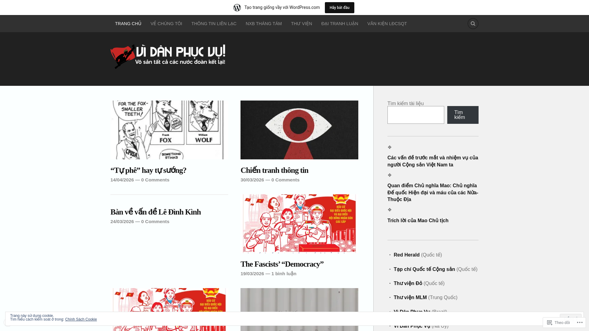 website screenshot of https://vidanphucvu.wordpress.com/
