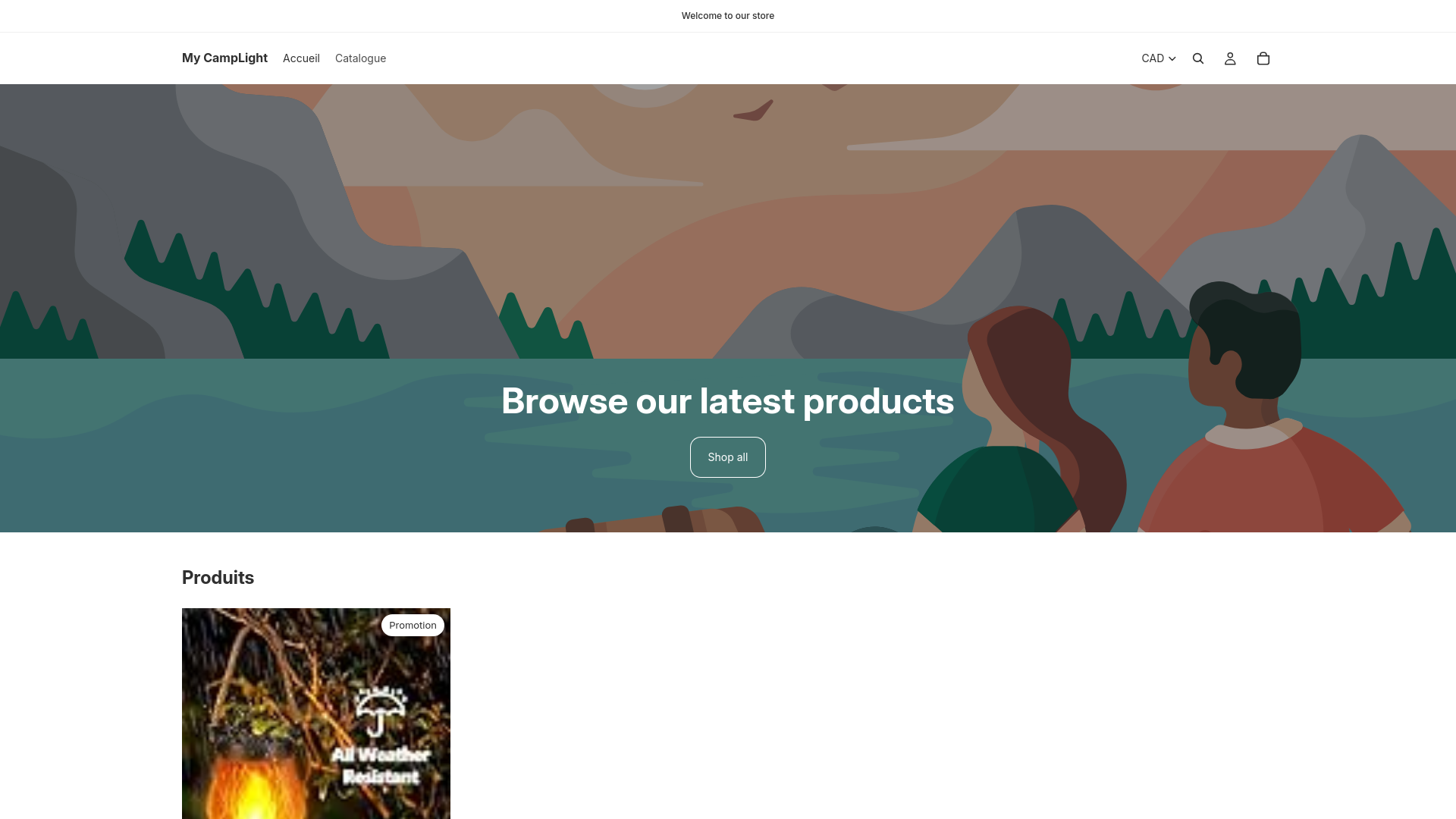 website screenshot of https://camplightstore.com/
