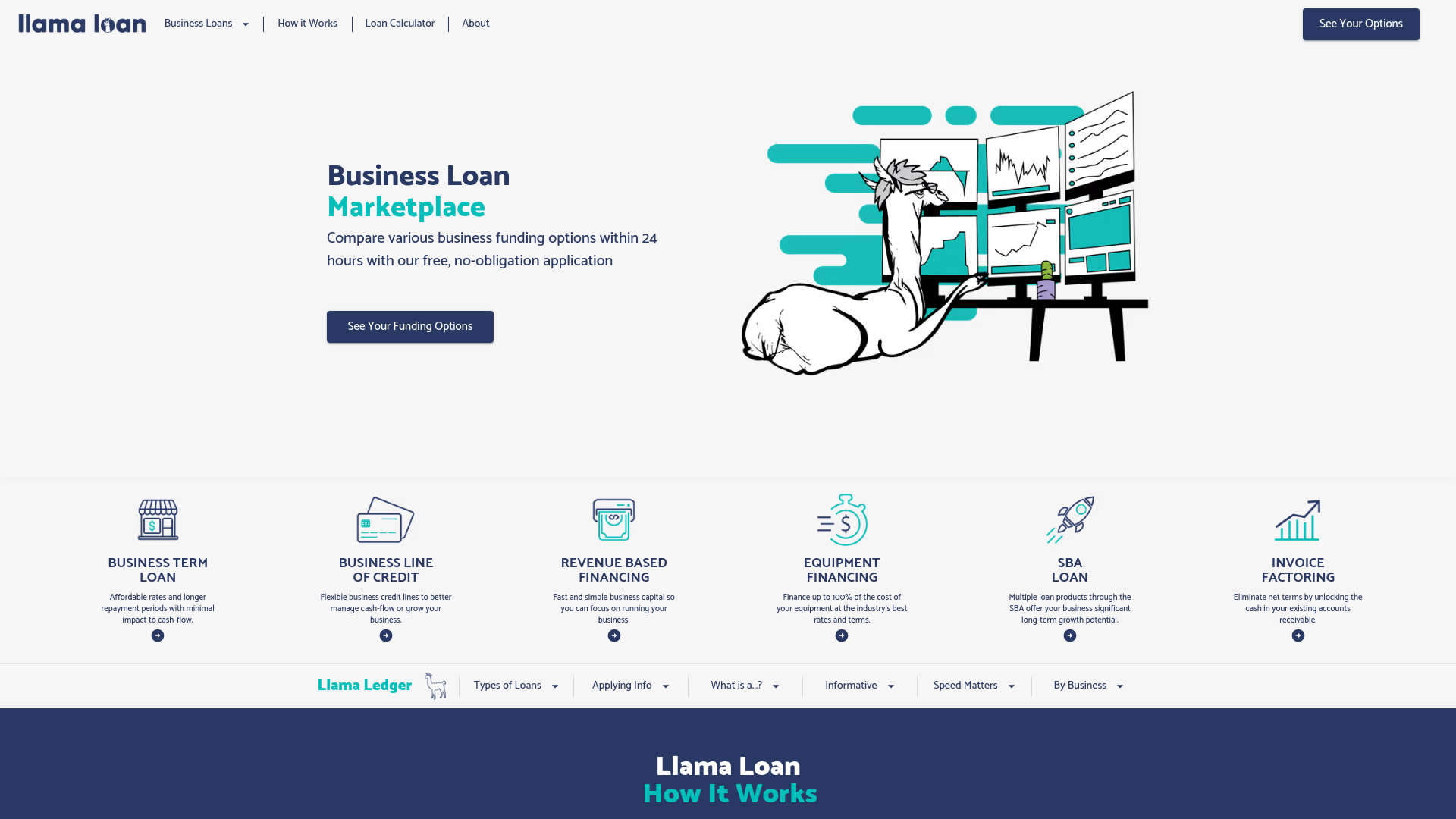 website screenshot of https://llamalenders.com/