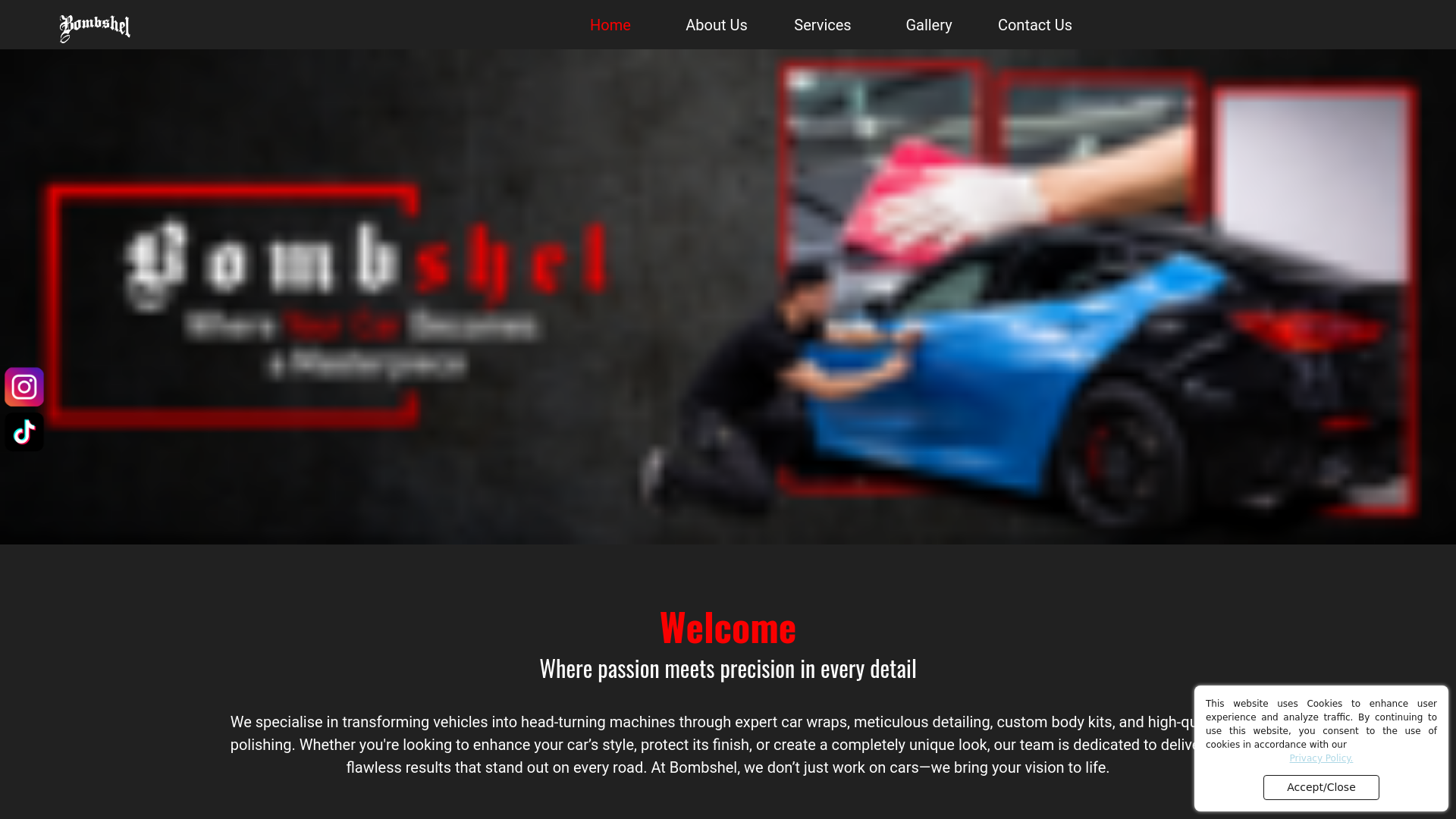 website screenshot of https://bombshel.co.za/