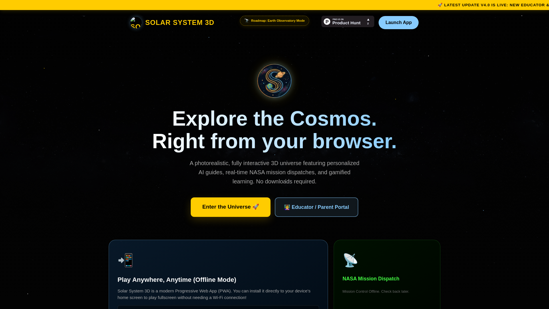 website screenshot of https://solar-system-1i2.pages.dev/