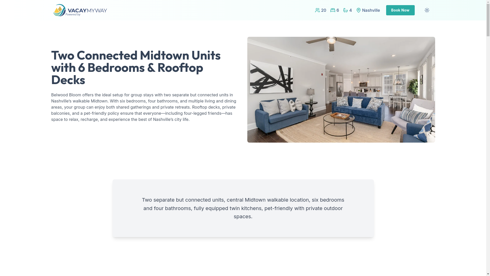 website screenshot of https://thrivenashville.vacations/