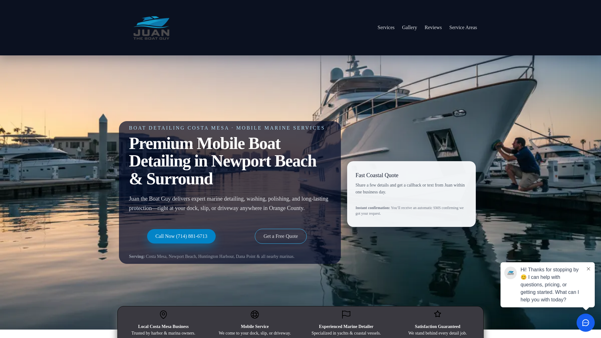 website screenshot of https://juantheboatguy.com/